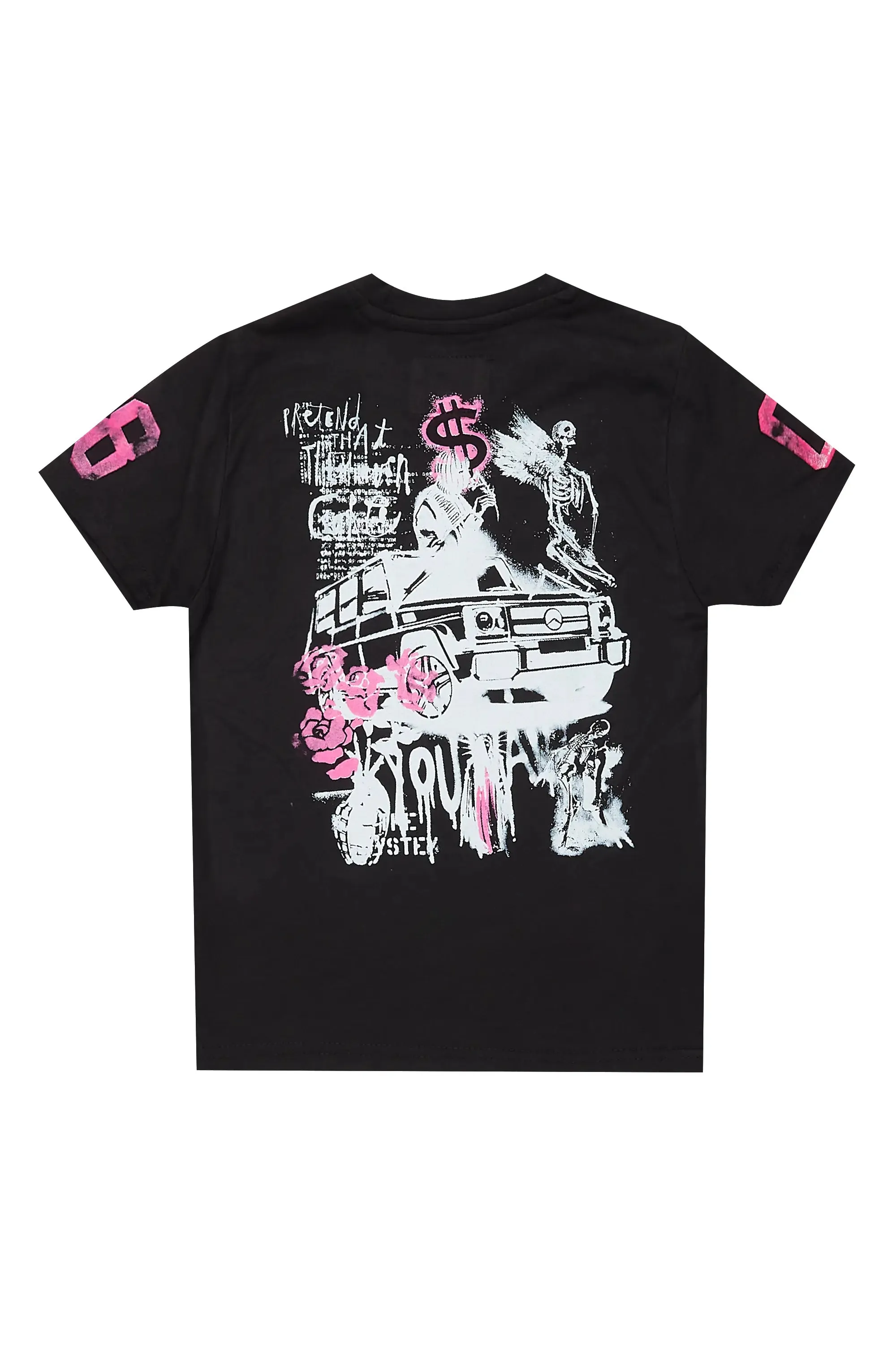 Girls Kammy Black/Pink Graphic T-Shirt sold by Rockstar Original product image thumbnail 3