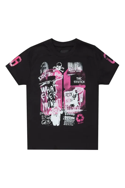 Girls Kammy Black/Pink  Graphic T-Shirt sold by Rockstar Original