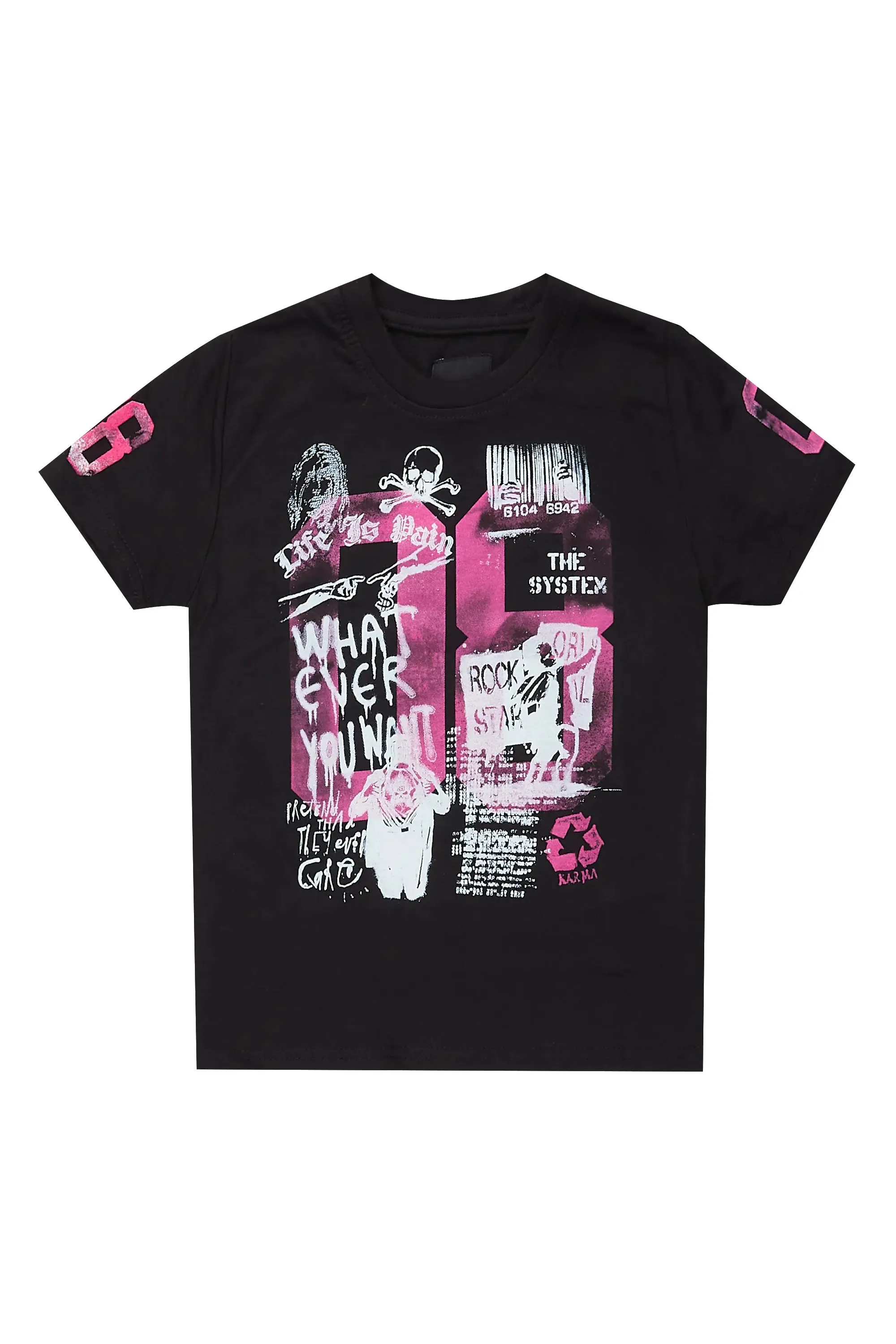 Girls Kammy Black/Pink Graphic T-Shirt sold by Rockstar Original