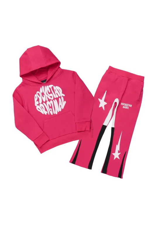 Girls Aria Fuchsia Hoodie Stacked Flare Track Set sold by Rockstar Original