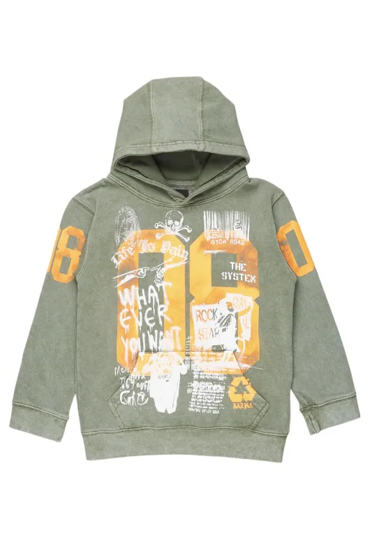 Boys Beau Vintage Green Graphic Hoodie sold by Rockstar Original