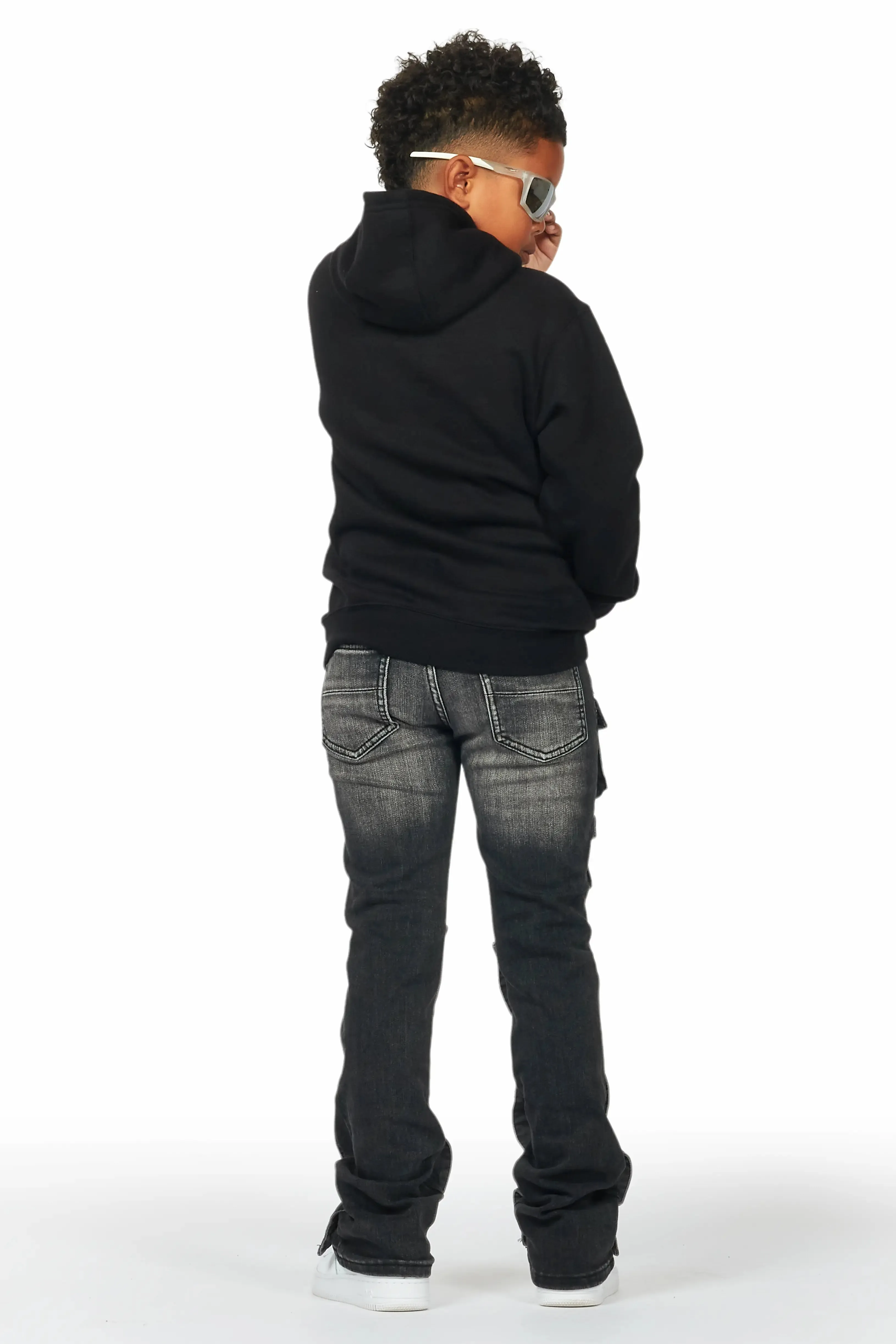 Boys Daman Black Hoodie/Stacked Flare Jean Set sold by Rockstar Original product image thumbnail 4