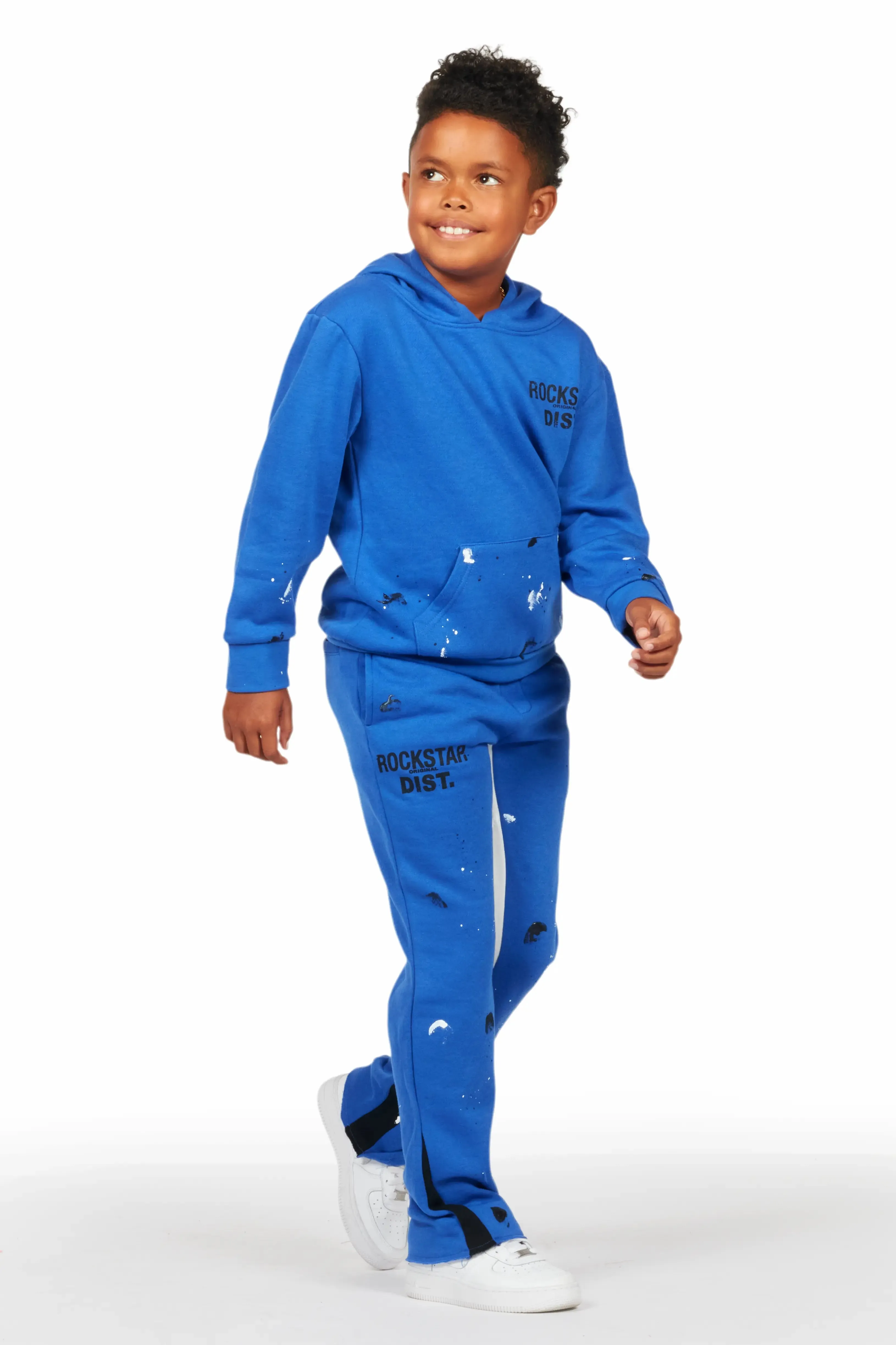 Boys Jaco Royal Hoodie Stacked Flare Track Set sold by Rockstar Original product image thumbnail 3