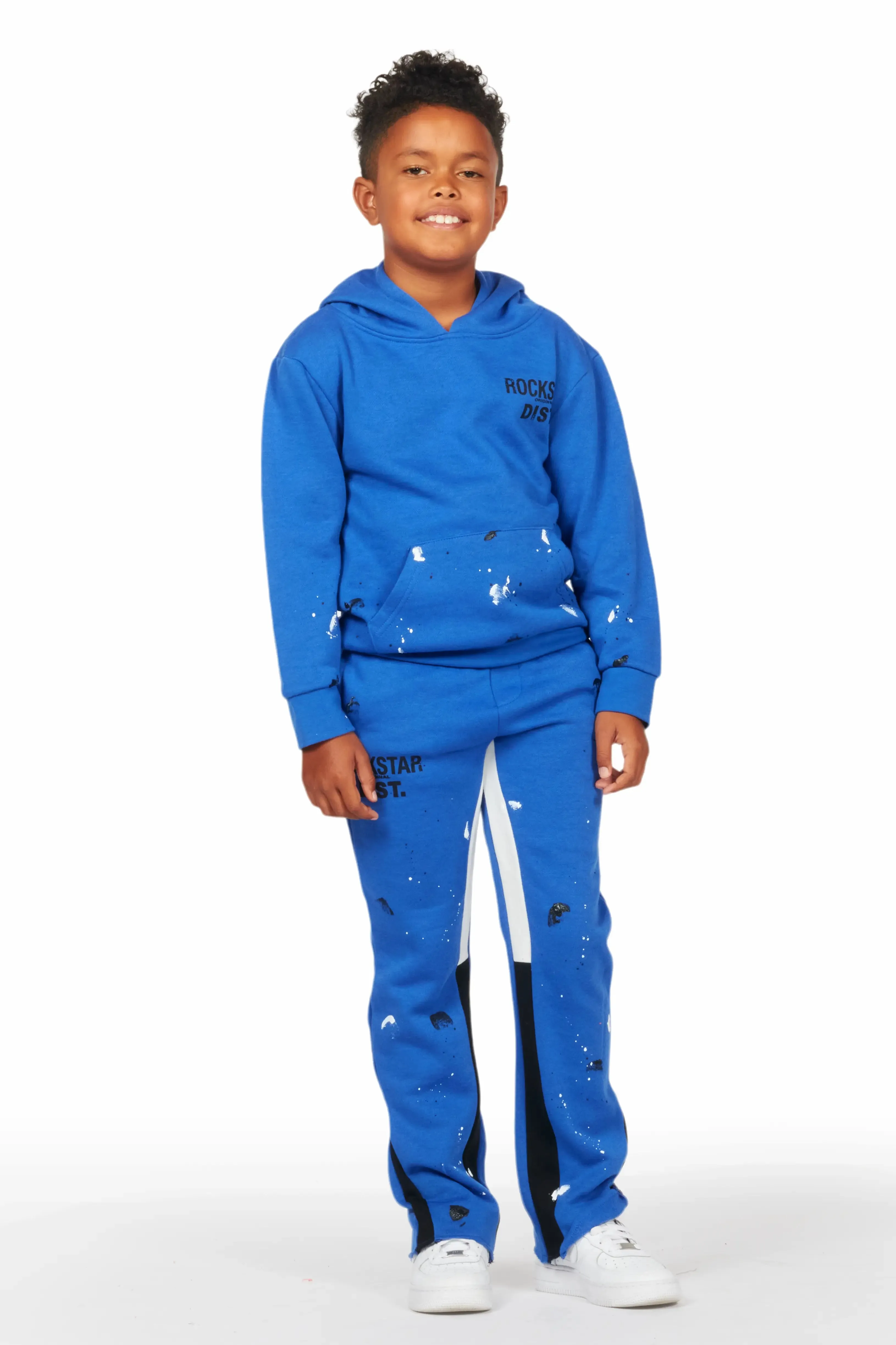 Boys Jaco Royal Hoodie Stacked Flare Track Set sold by Rockstar Original