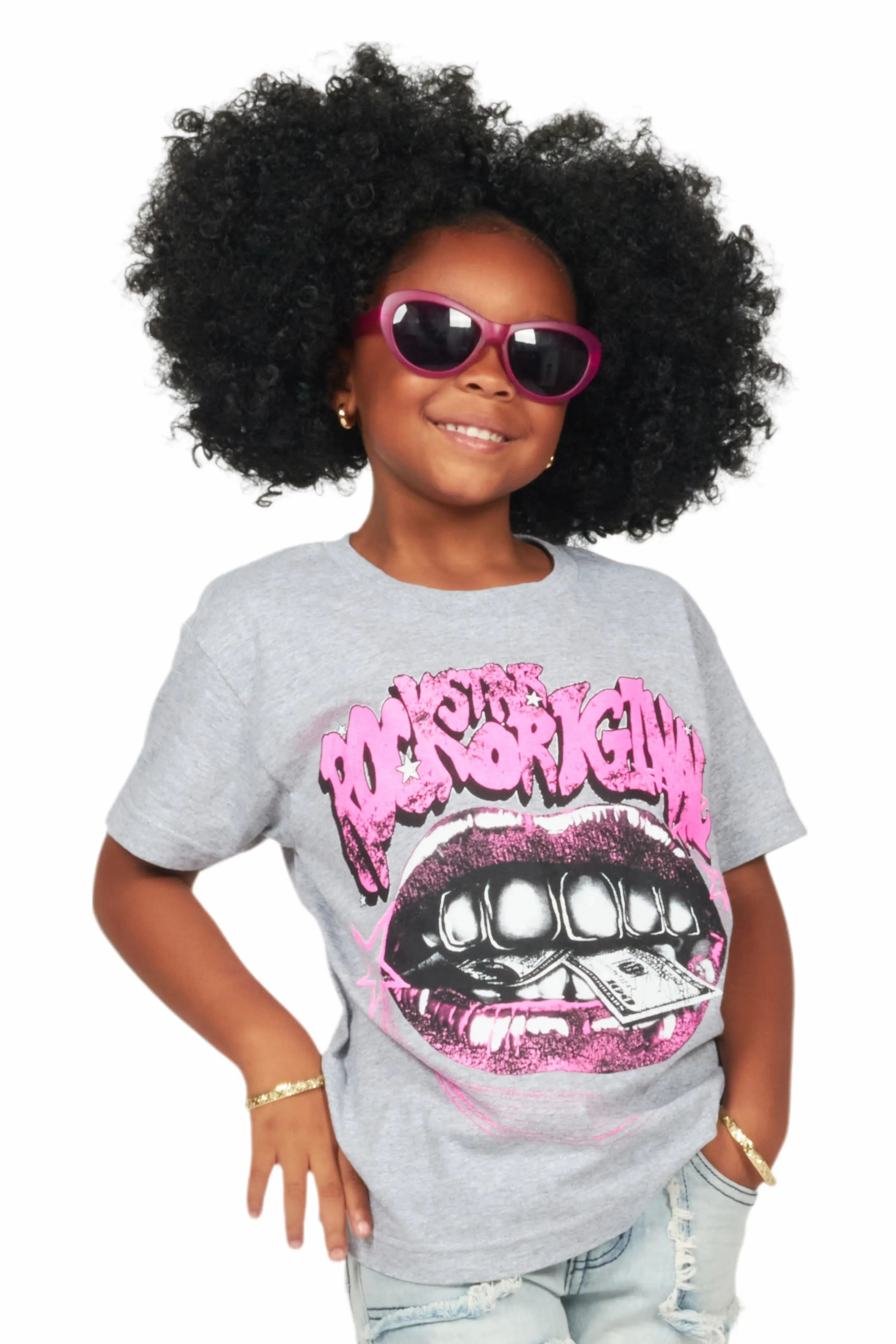Girls Rosie Grey Graphic T-Shirt sold by Rockstar Original product image thumbnail 3