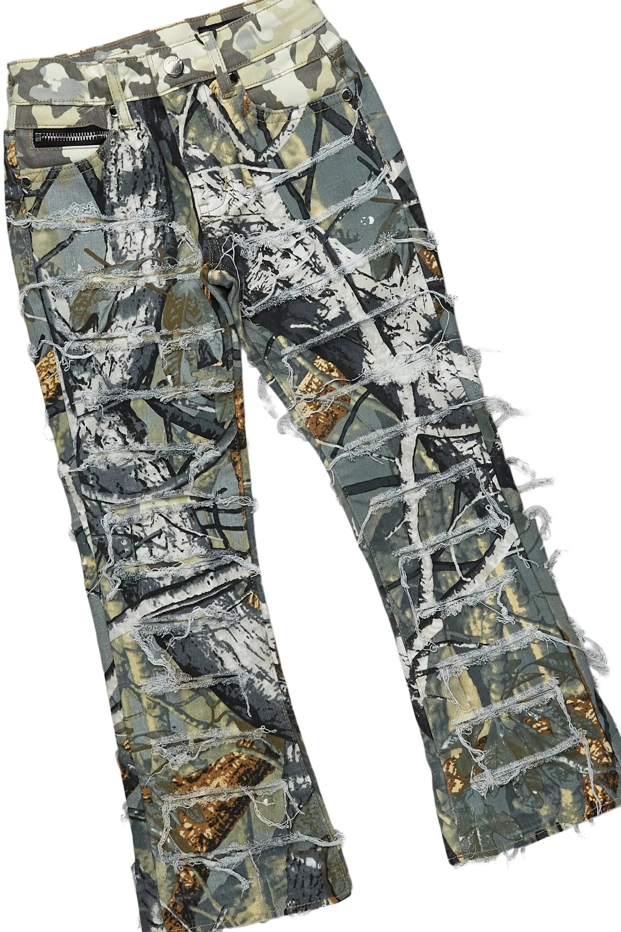 Boys Bridger Red/Tree Camo Hoodie/Stacked Flare Jean Set sold by Rockstar Original product image thumbnail 3