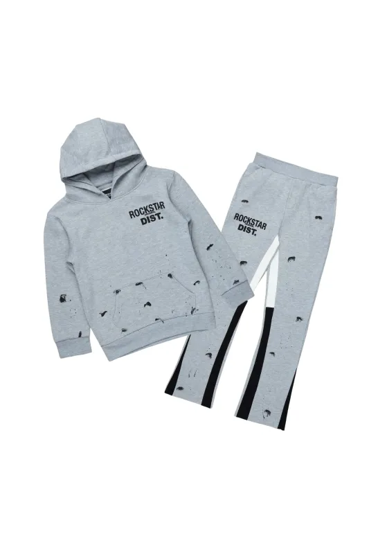 Girls Raffie Grey/Black Hoodie Stacked Flare Track Set sold by Rockstar Original