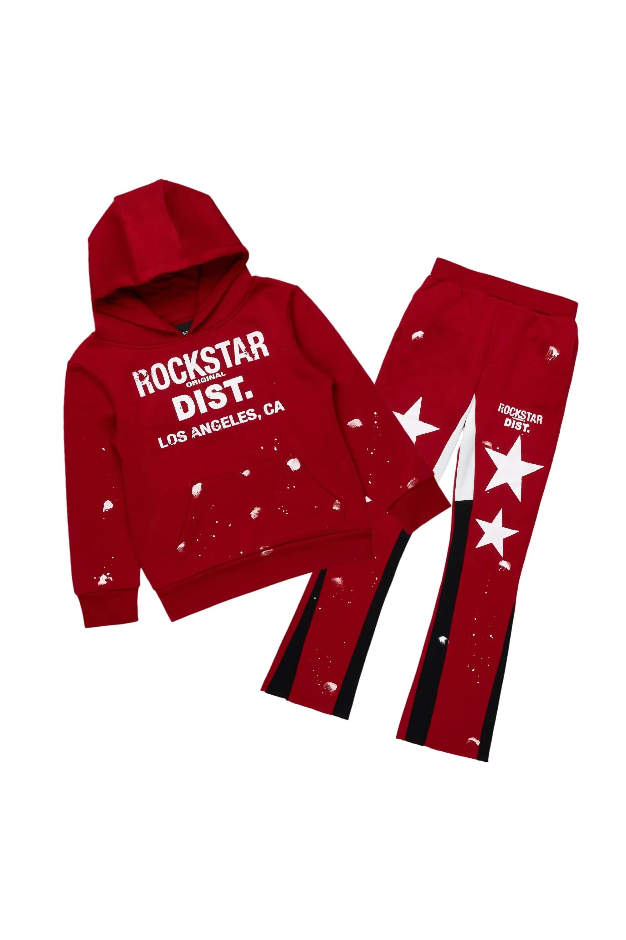 Boys Bowie Burgundy Stacked Pant Set sold by Rockstar Original