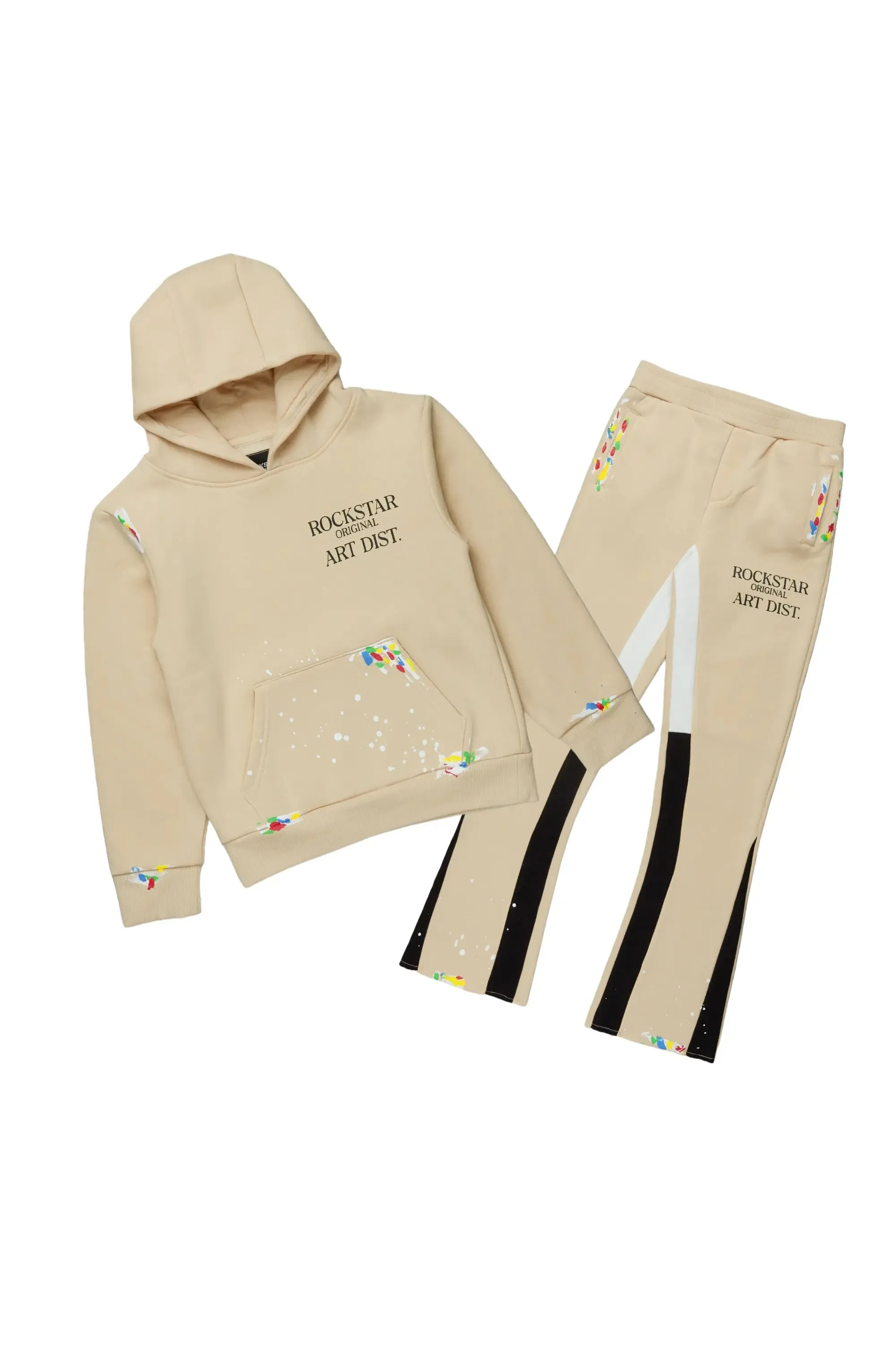 Girls Artie Beige Hoodie Stacked Flare Track Set sold by Rockstar Original
