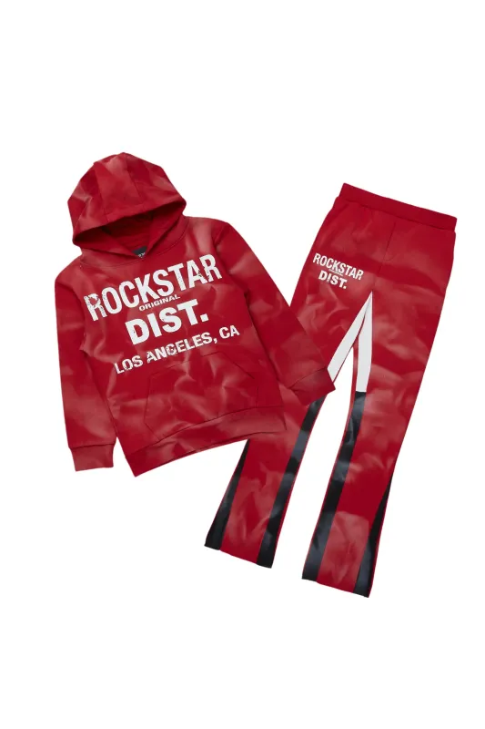 Boys Nelly Burgundy Stacked Pant Set sold by Rockstar Original