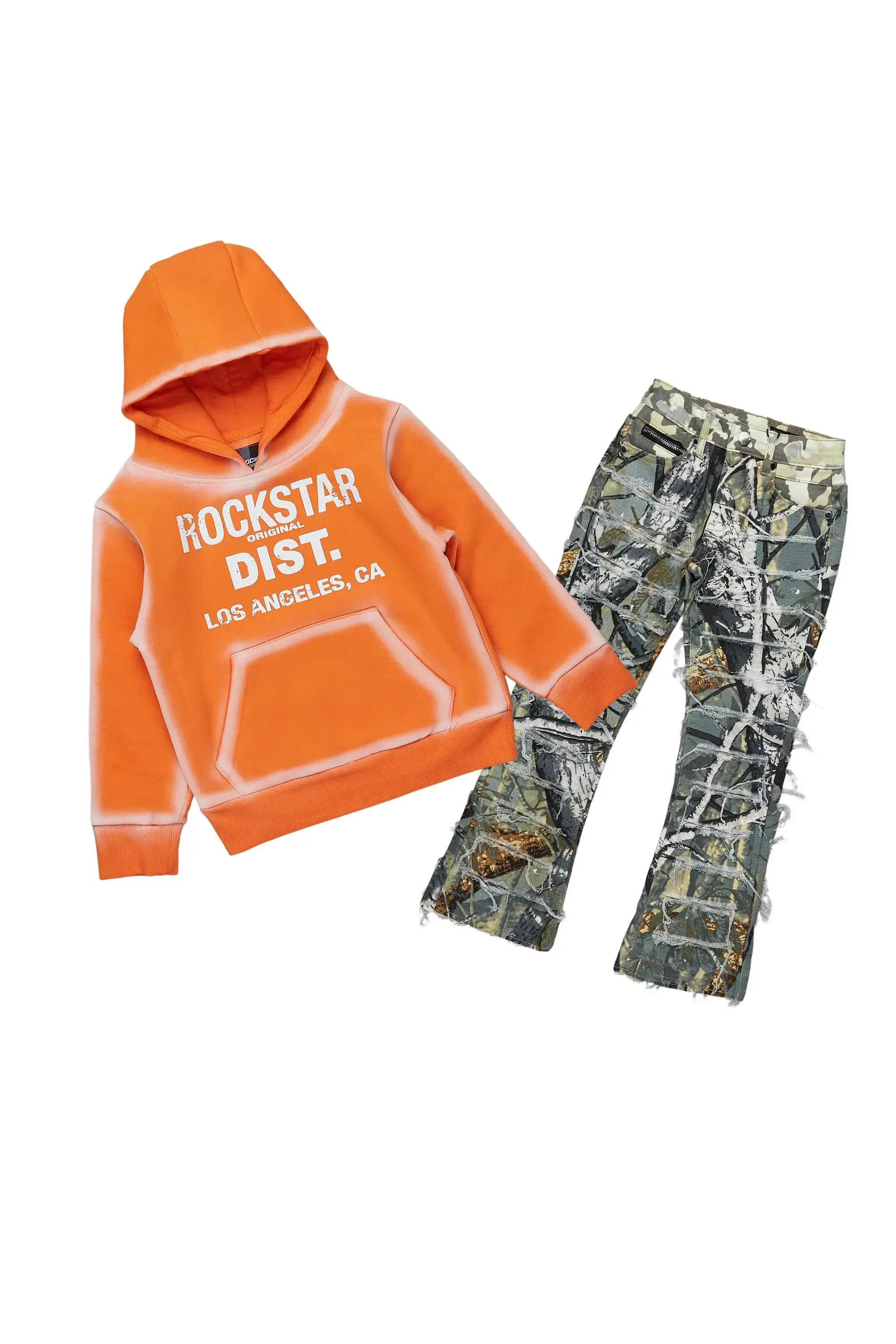 Boys Bridger Tree Camo Hoodie/Stacked Flare Jean Set sold by Rockstar Original