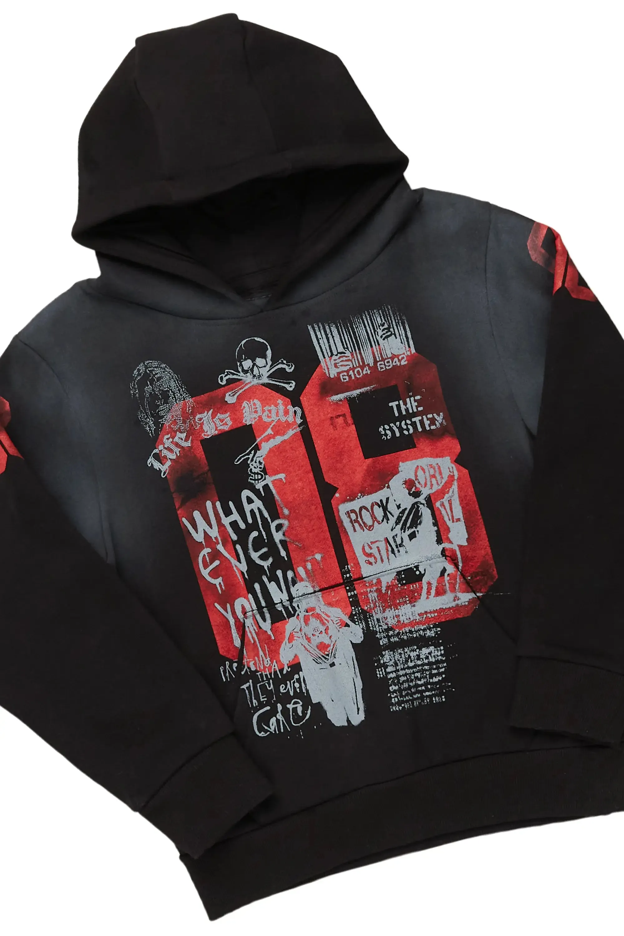 Boys Xavier Black Hoodie/Stacked Flare Jean Set sold by Rockstar Original product image thumbnail 3