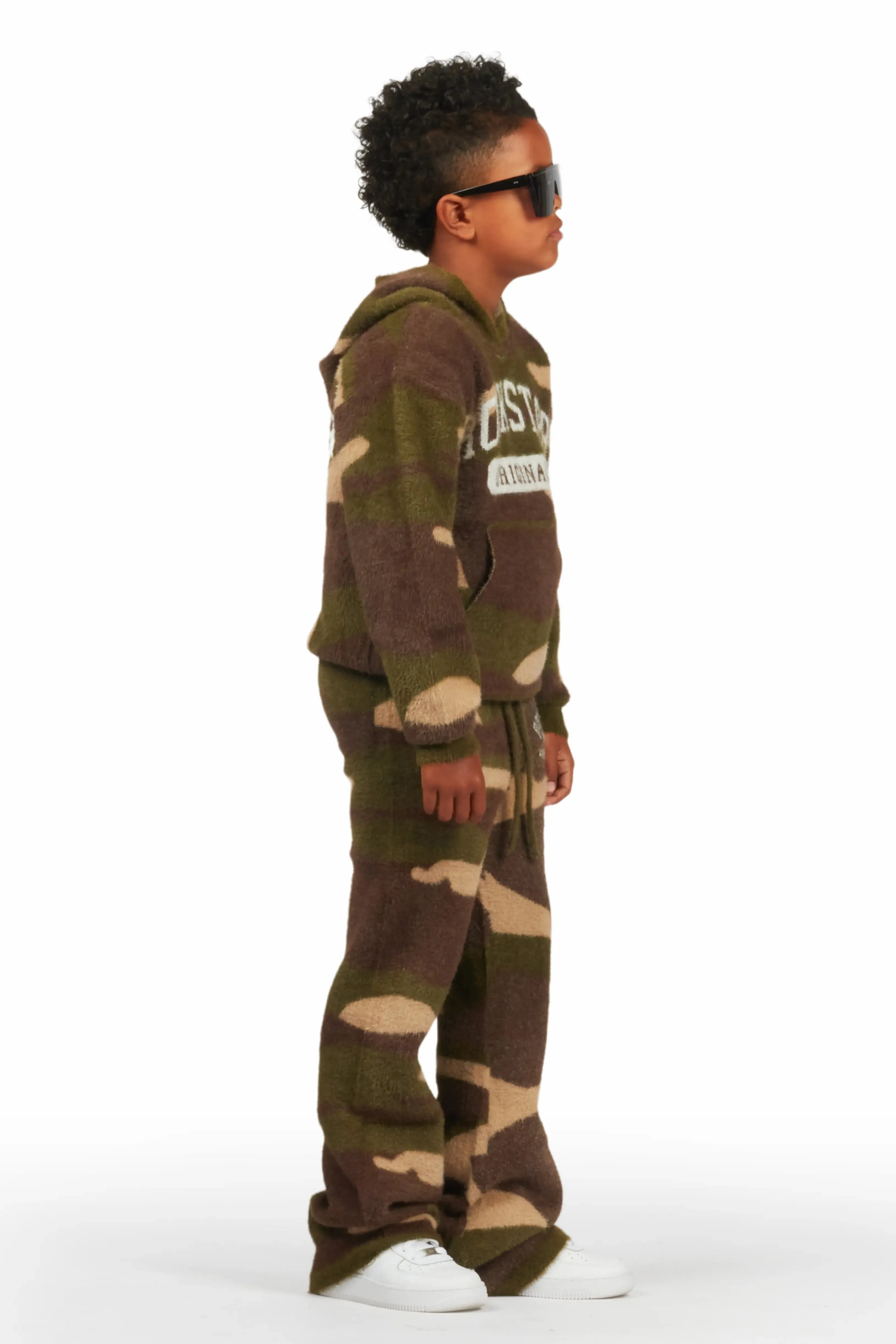 Boys Member Green Camo Stacked Flare Knitted Mohair Track Set sold by Rockstar Original product image thumbnail 3