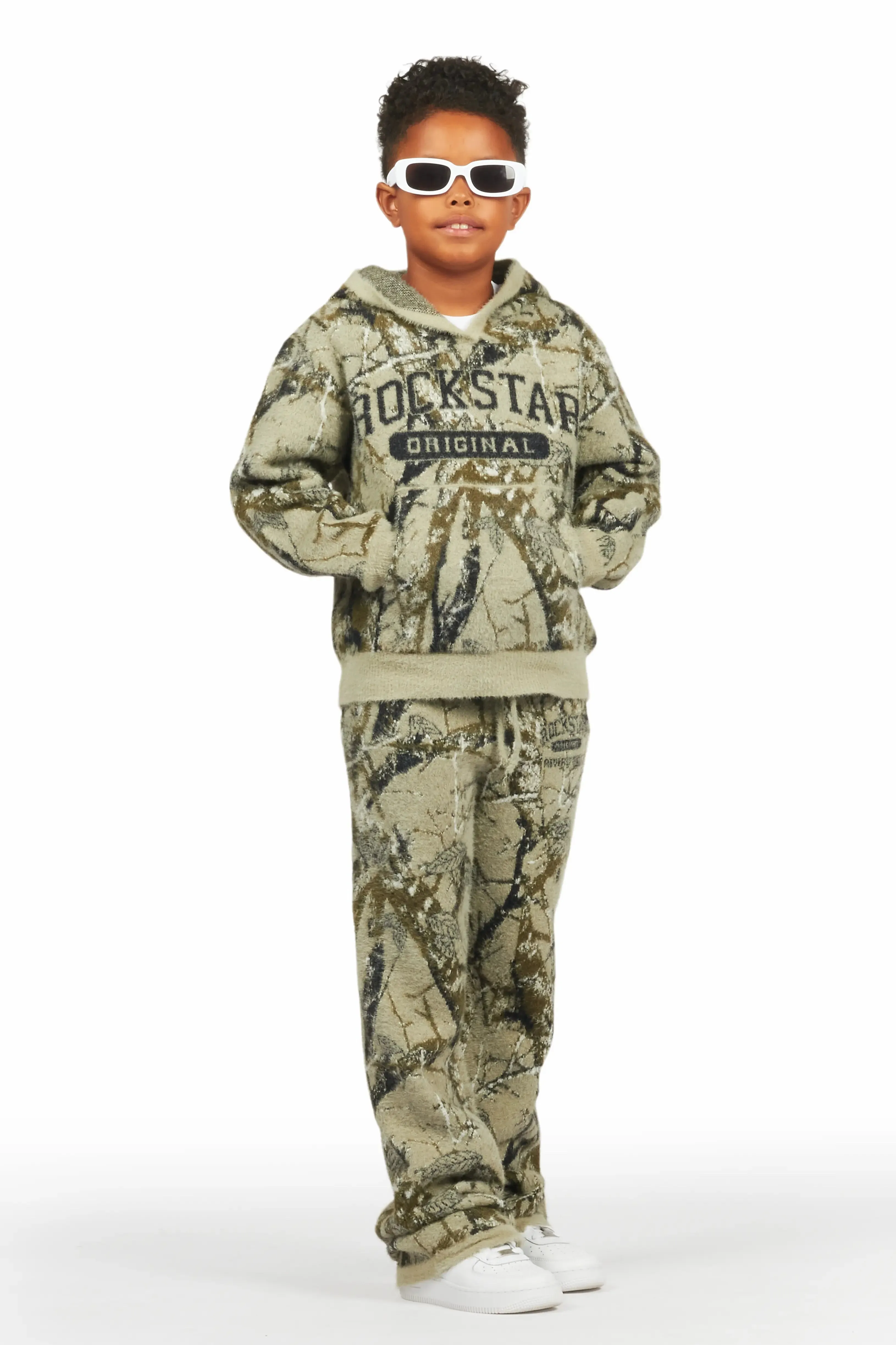 Boys Member Tree Camo Stacked Flare Knitted Mohair Track Set sold by Rockstar Original product image thumbnail 4