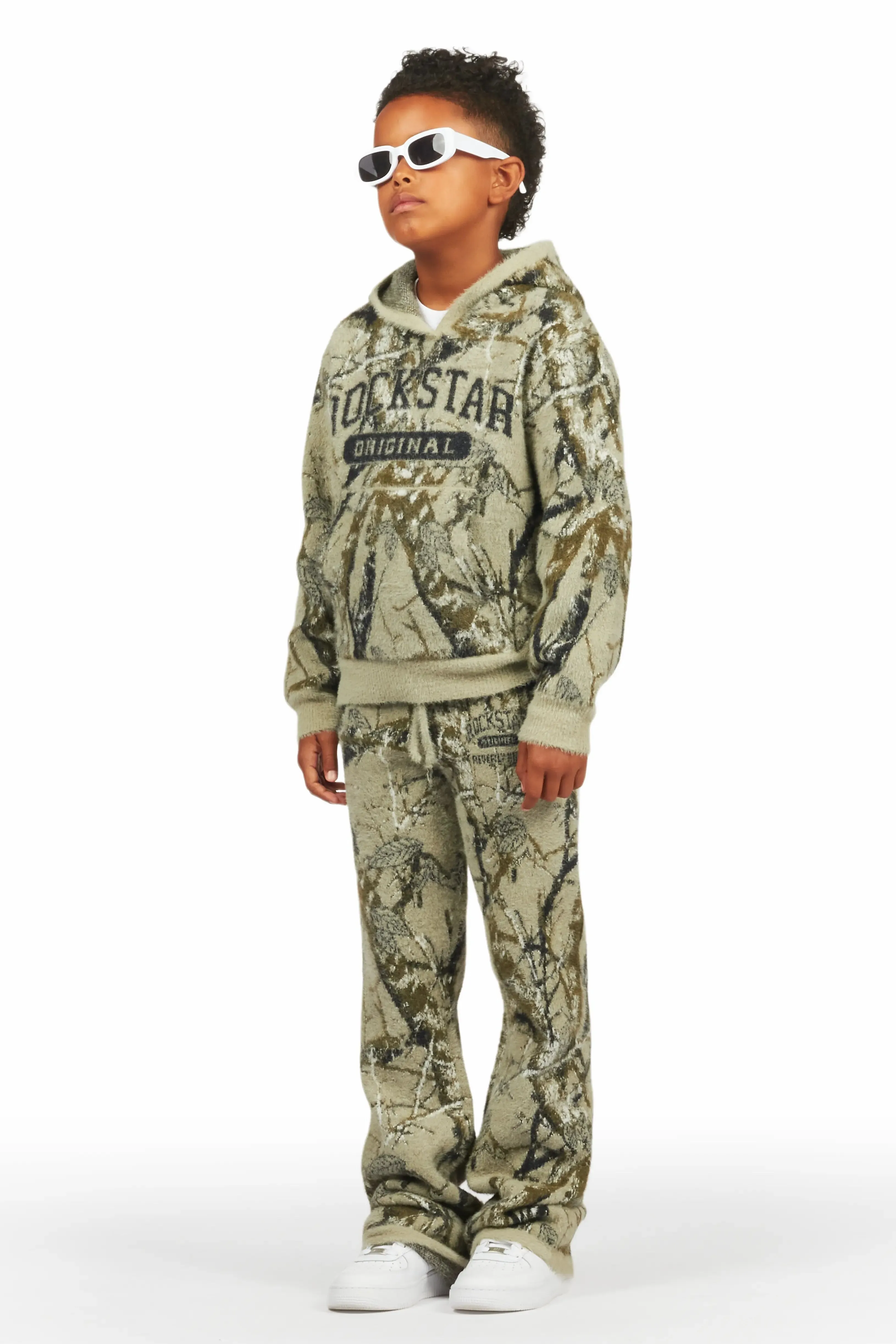 Boys Member Tree Camo Stacked Flare Knitted Mohair Track Set sold by Rockstar Original product image thumbnail 3