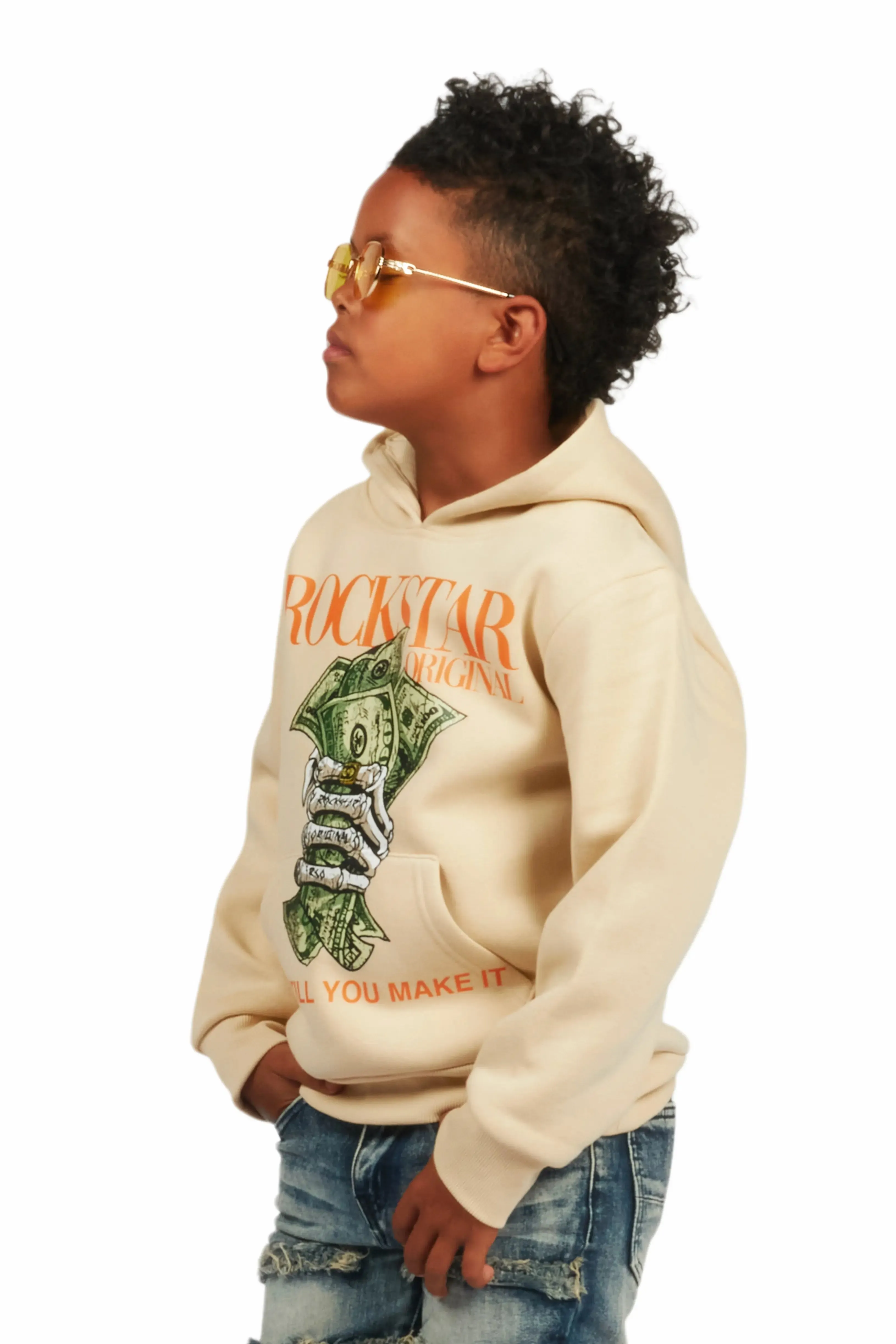 Boys Kayson Beige Graphic Hoodie sold by Rockstar Original product image thumbnail 3