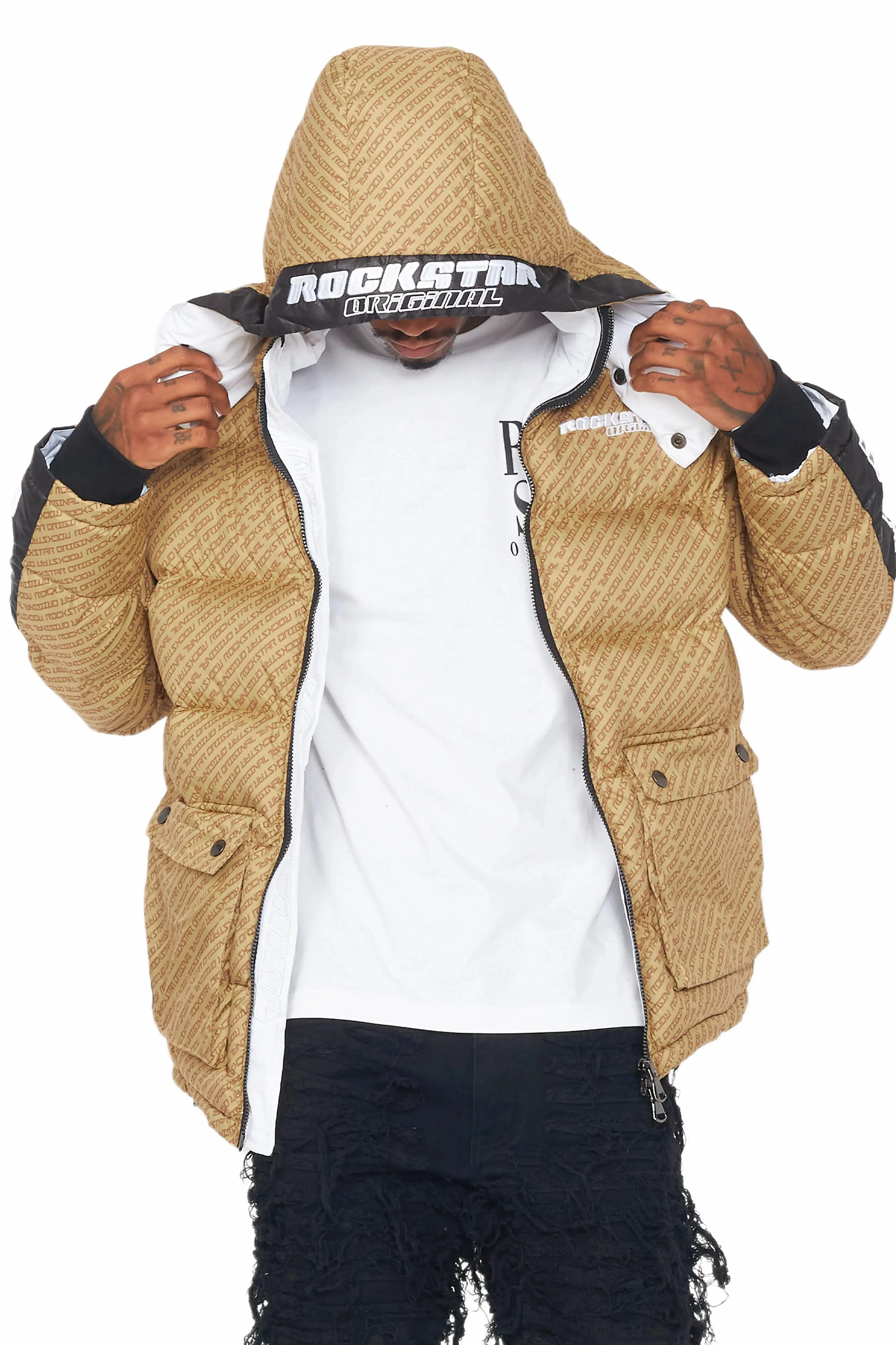 Bryson Puffer Jacket- Beige sold by Rockstar Original product image thumbnail 4