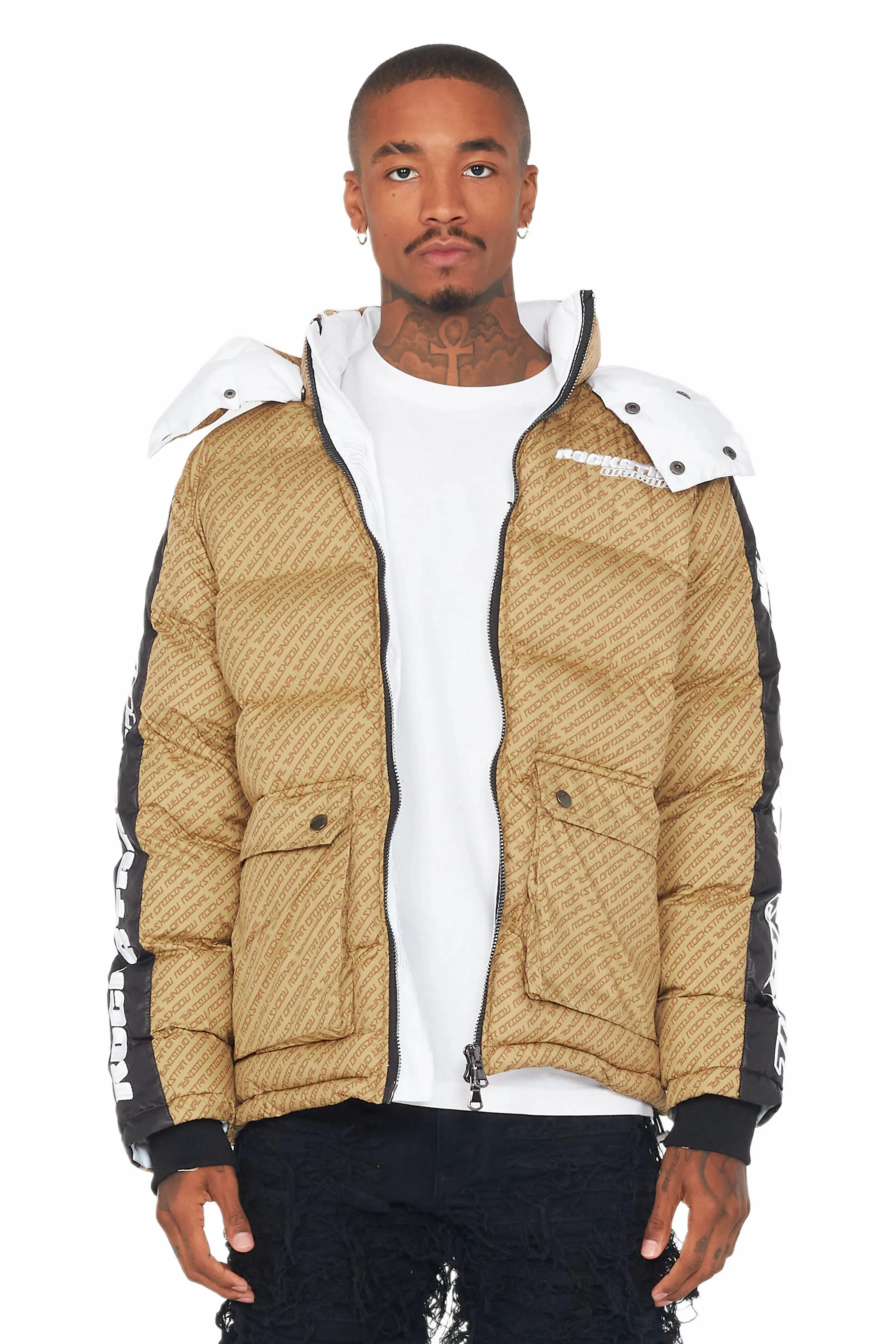 Bryson Puffer Jacket- Beige sold by Rockstar Original product image thumbnail 5