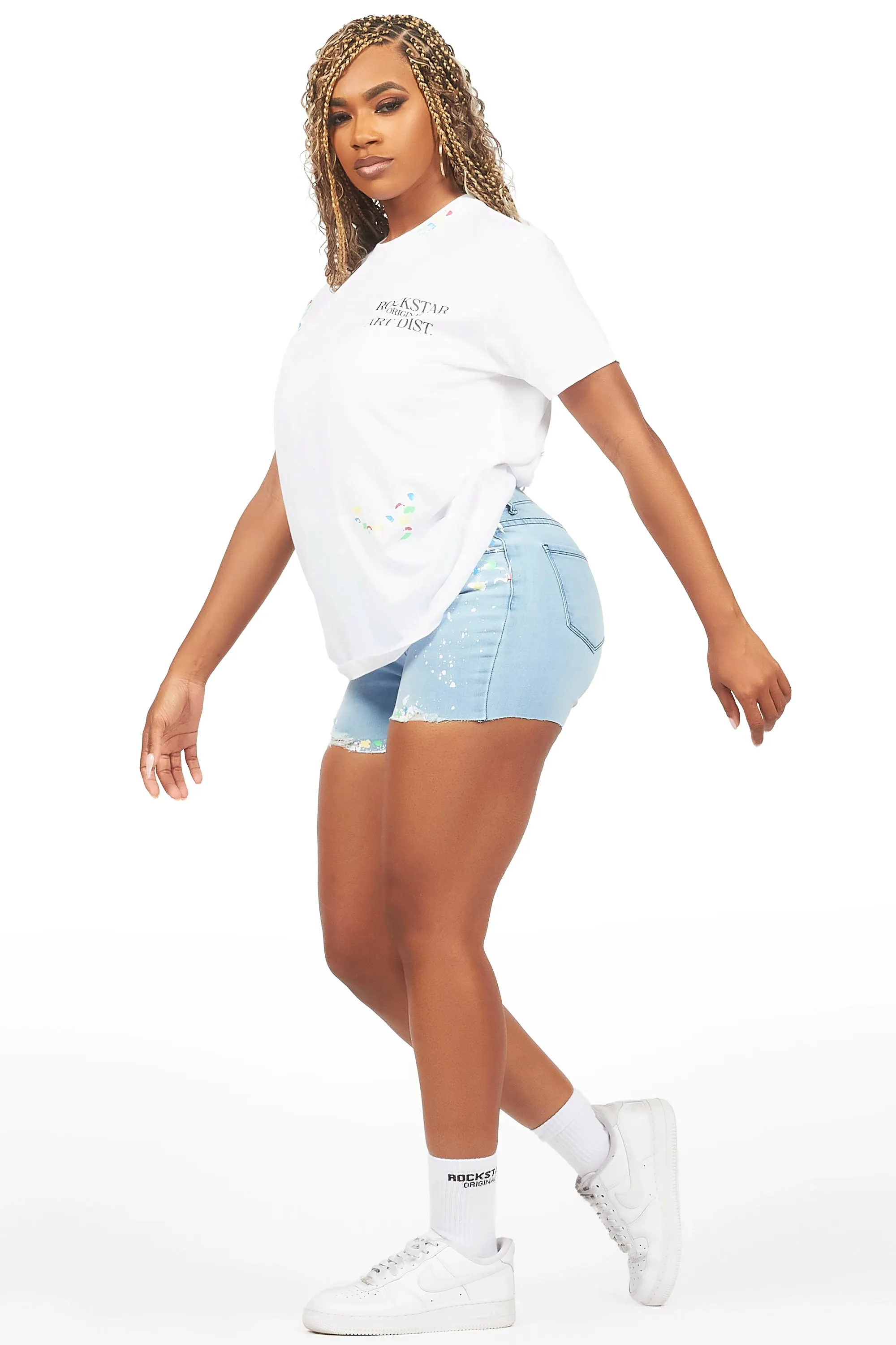 Karlei White/Blue Denim Short Set sold by Rockstar Original product image thumbnail 4