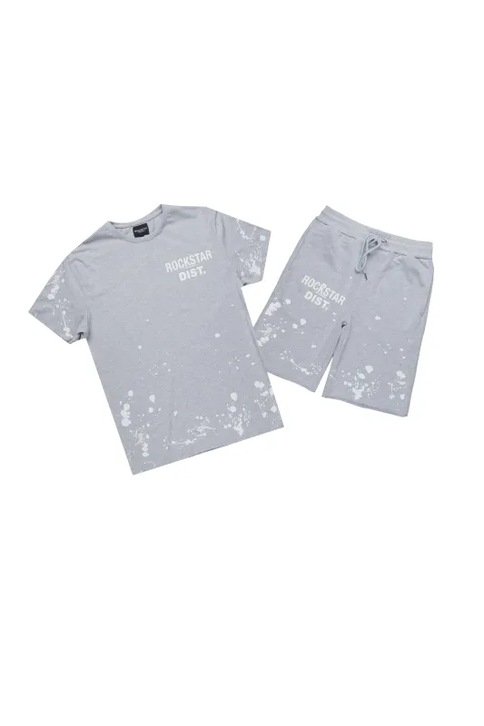 Rafix Heather Grey Graphic T-Shirt Short Set sold by Rockstar Original