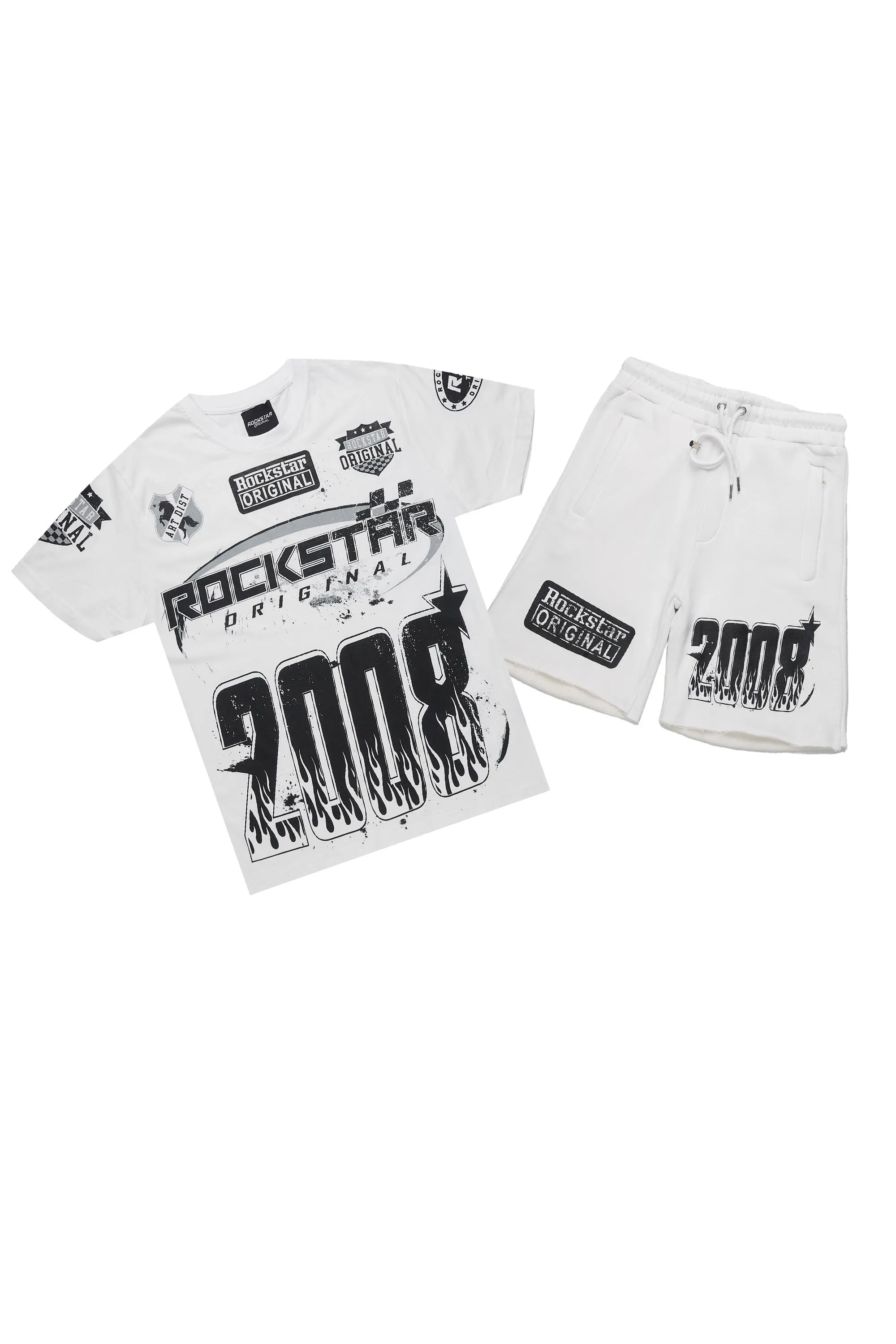 Amos White T-Shirt/Raw Edge Short Set sold by Rockstar Original