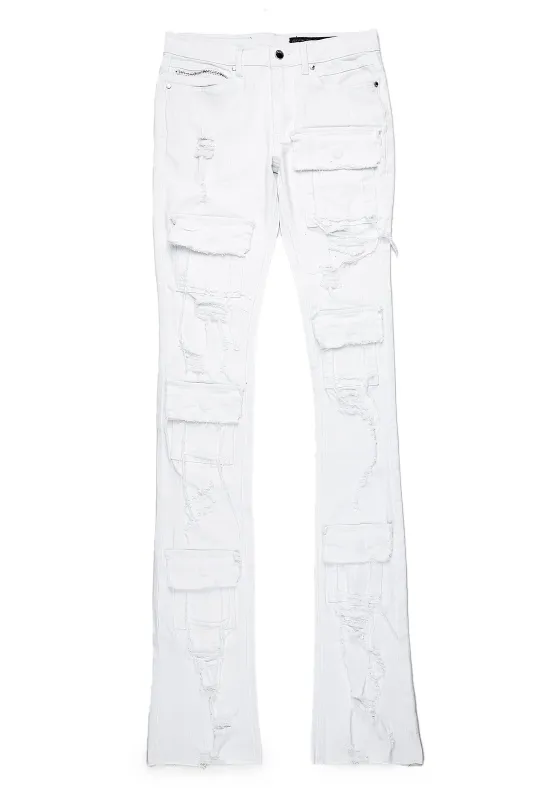 Pooja White Super Stacked Flare Jean sold by Rockstar Original