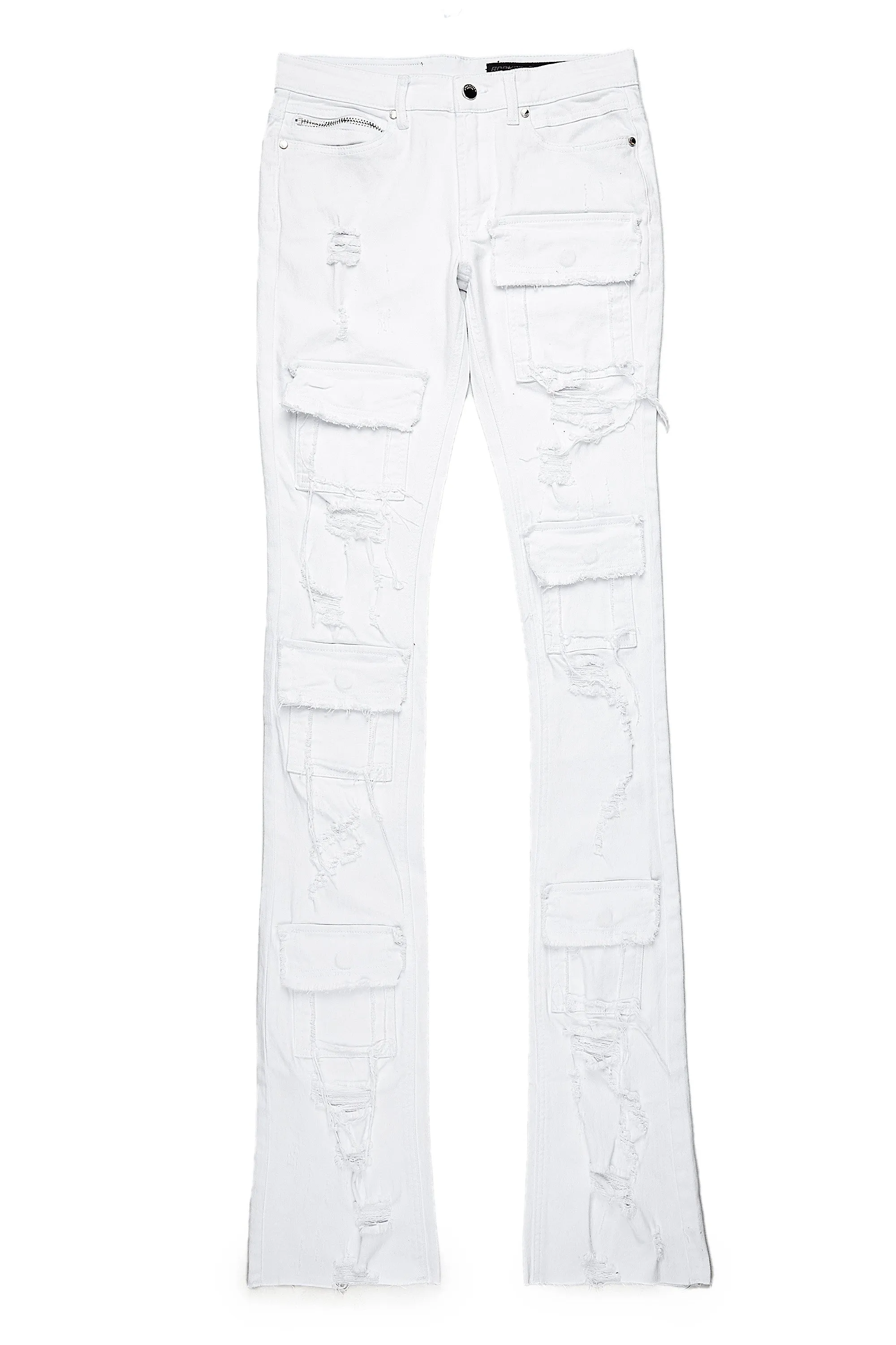 Pooja White Super Stacked Flare Jean sold by Rockstar Original