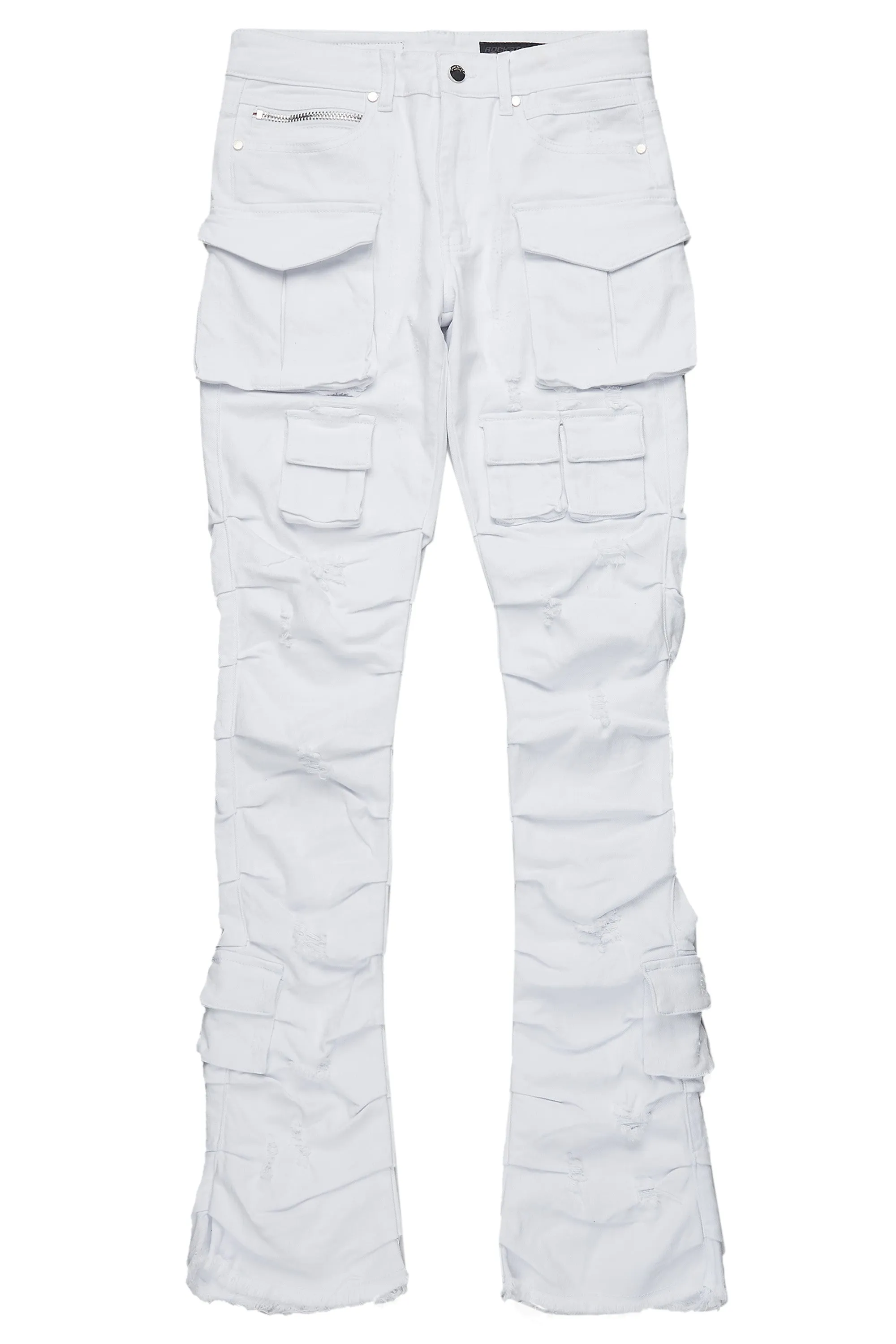 Gentry White Stacked Flare Jean sold by Rockstar Original