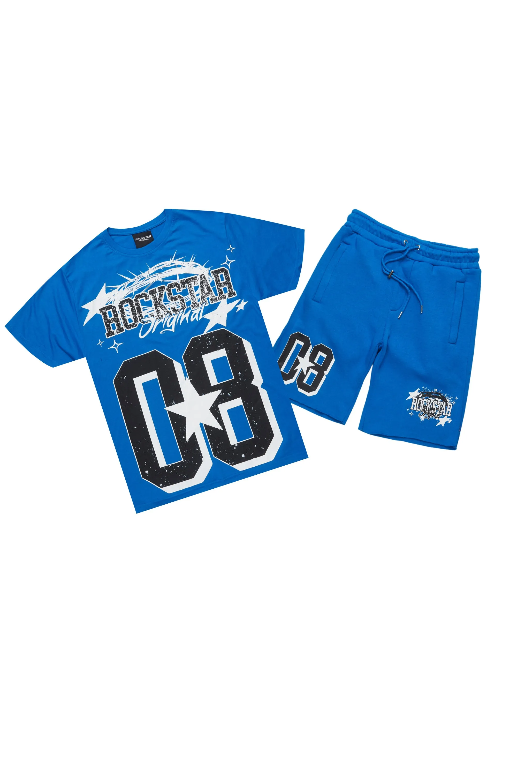 Allstar Royal/Black T-Shirt/Raw Edge Short Set sold by Rockstar Original