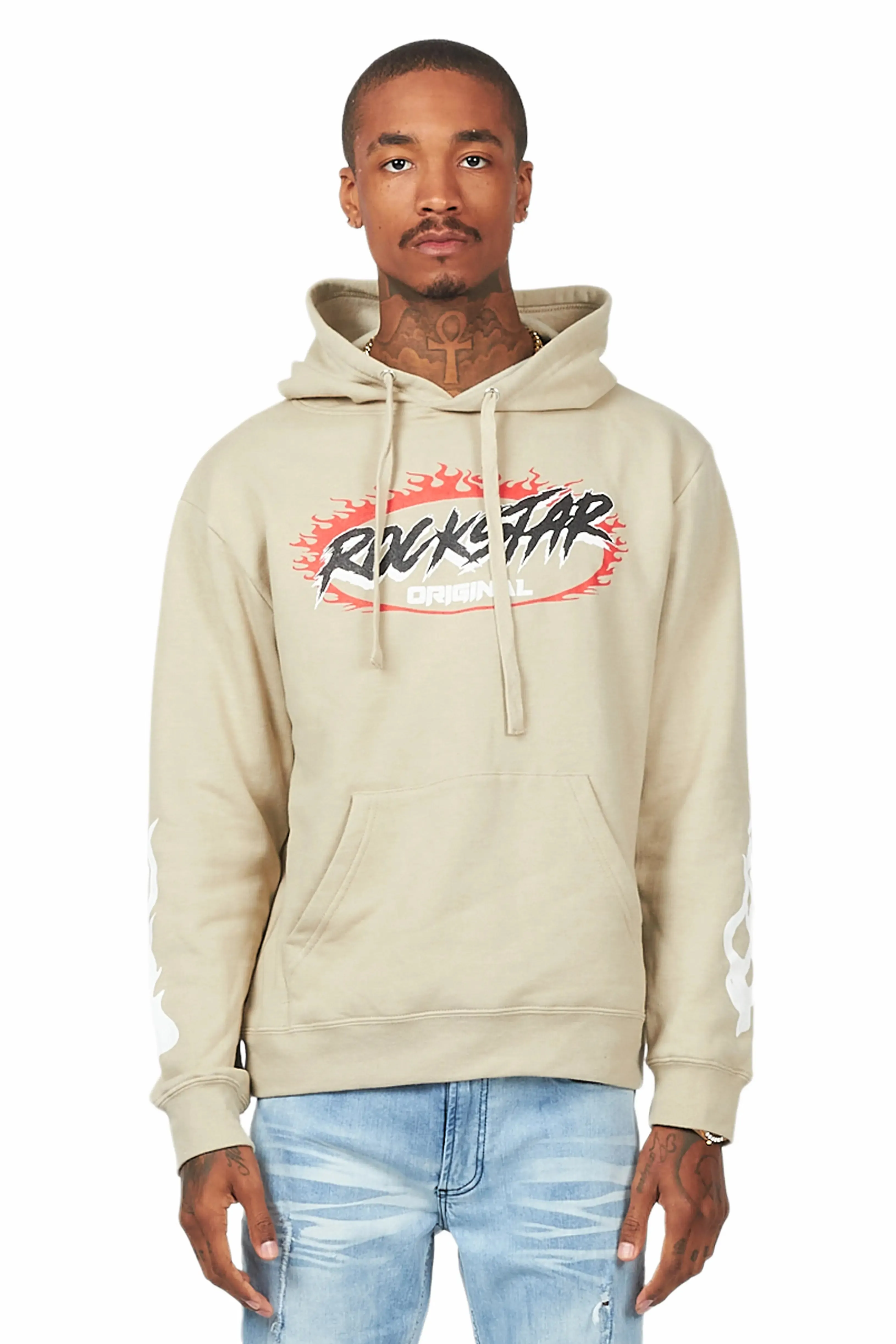 Draven Beige Graphic Hoodie sold by Rockstar Original