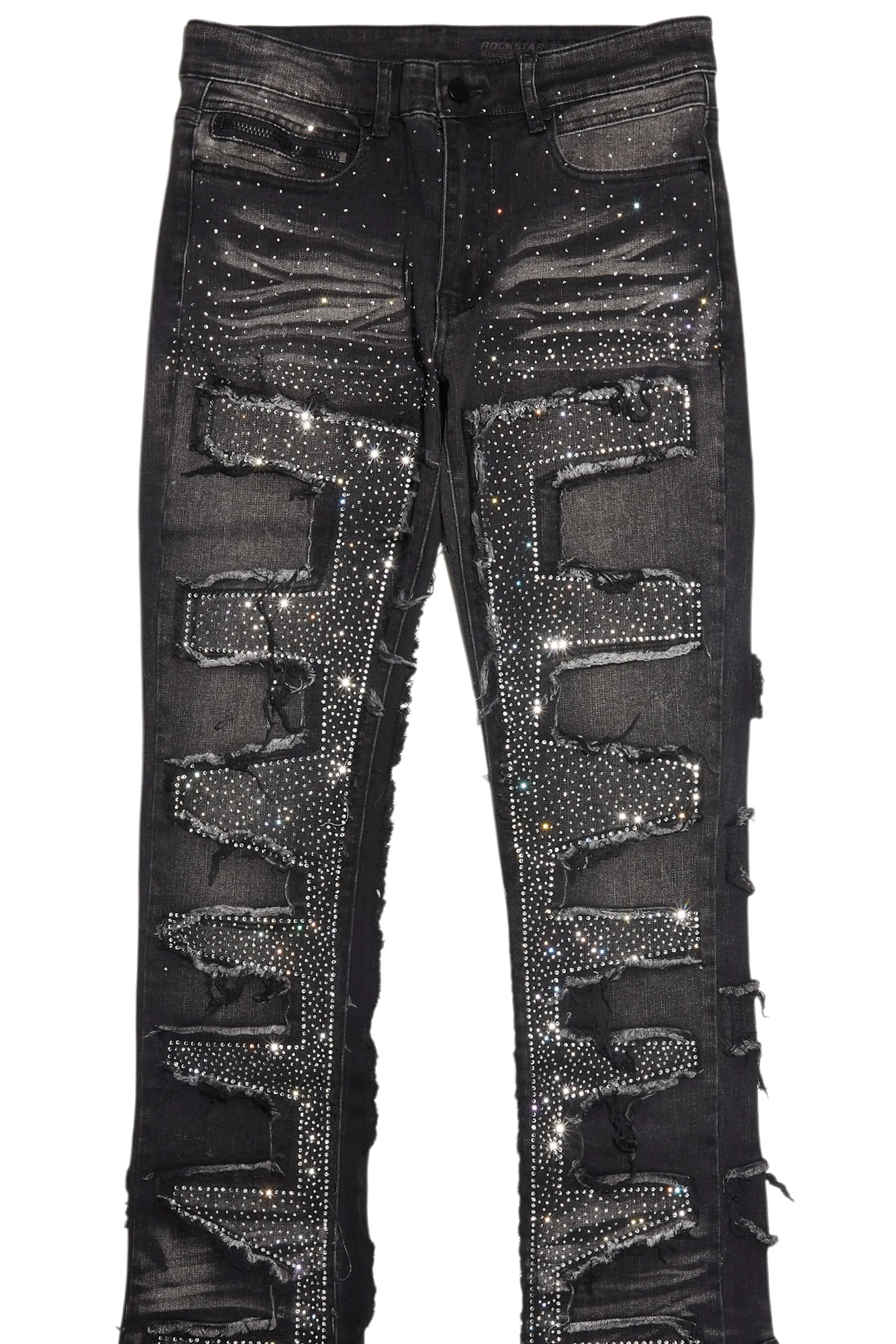 Shake Dark Grey Rhinestone Stacked Flare Jean sold by Rockstar Original product image thumbnail 2