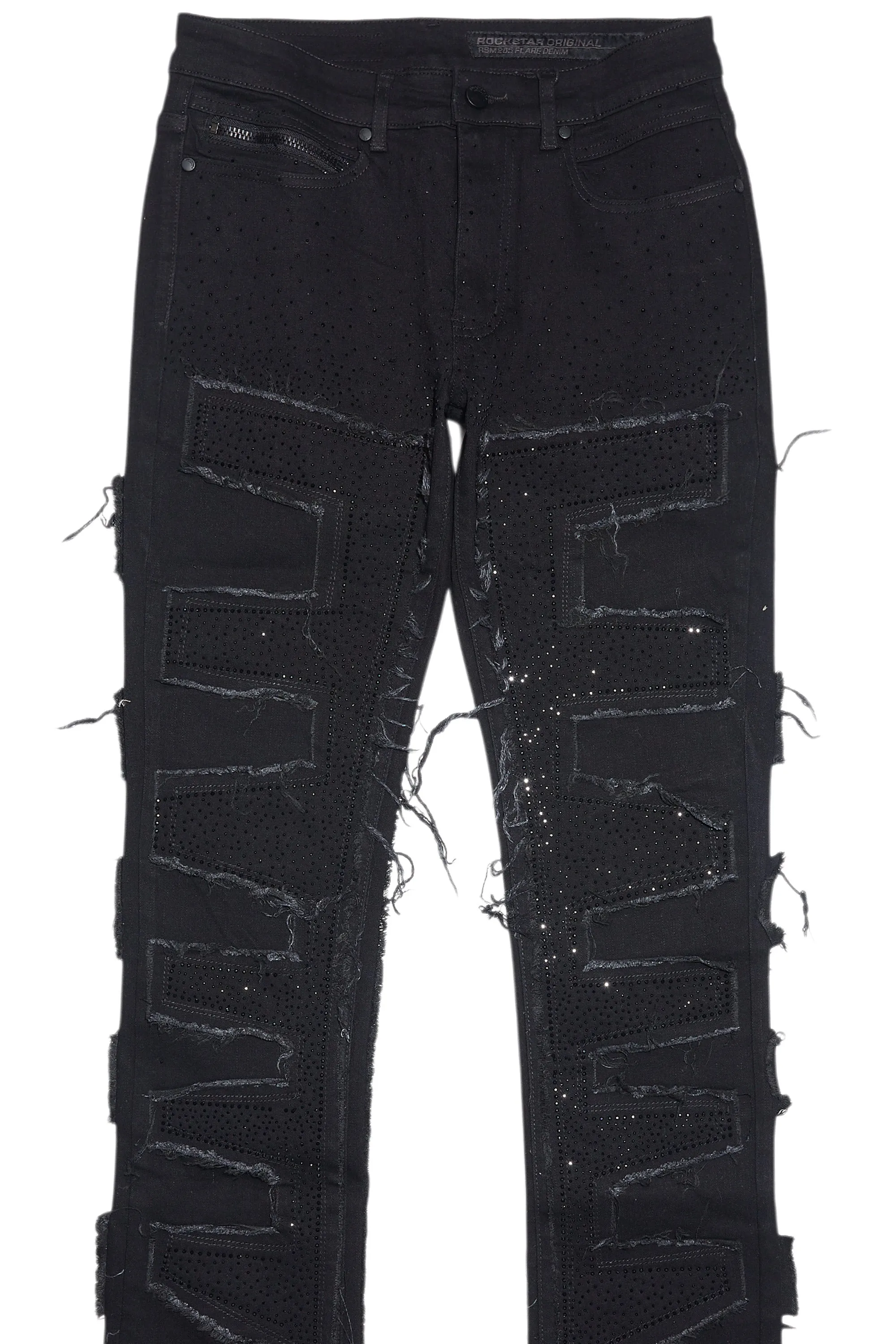 Shake Black Rhinestone Stacked Flare Jean sold by Rockstar Original product image thumbnail 2