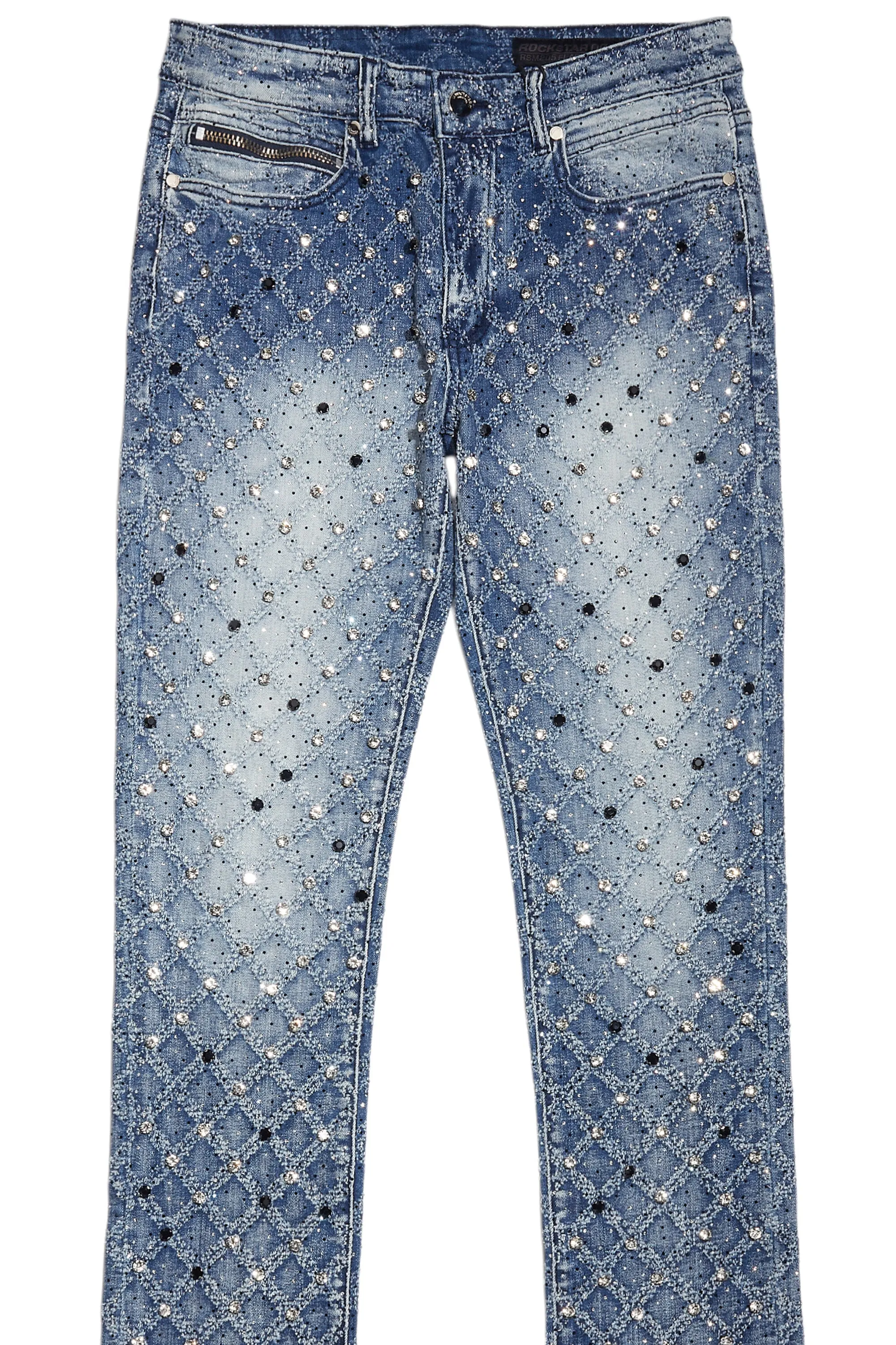 Glit Dark Blue Rhinestone Stacked Flare Jean sold by Rockstar Original product image thumbnail 2