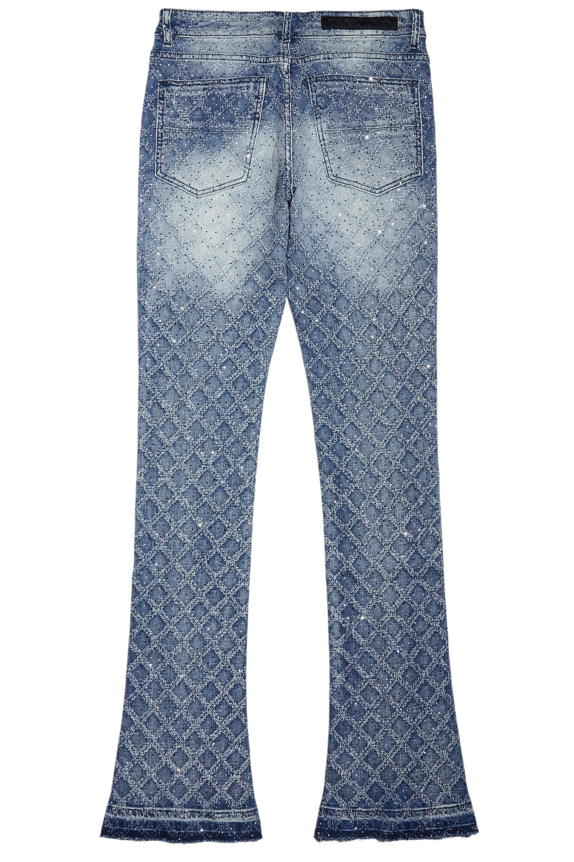 Glit Dark Blue Rhinestone Stacked Flare Jean sold by Rockstar Original product image thumbnail 3