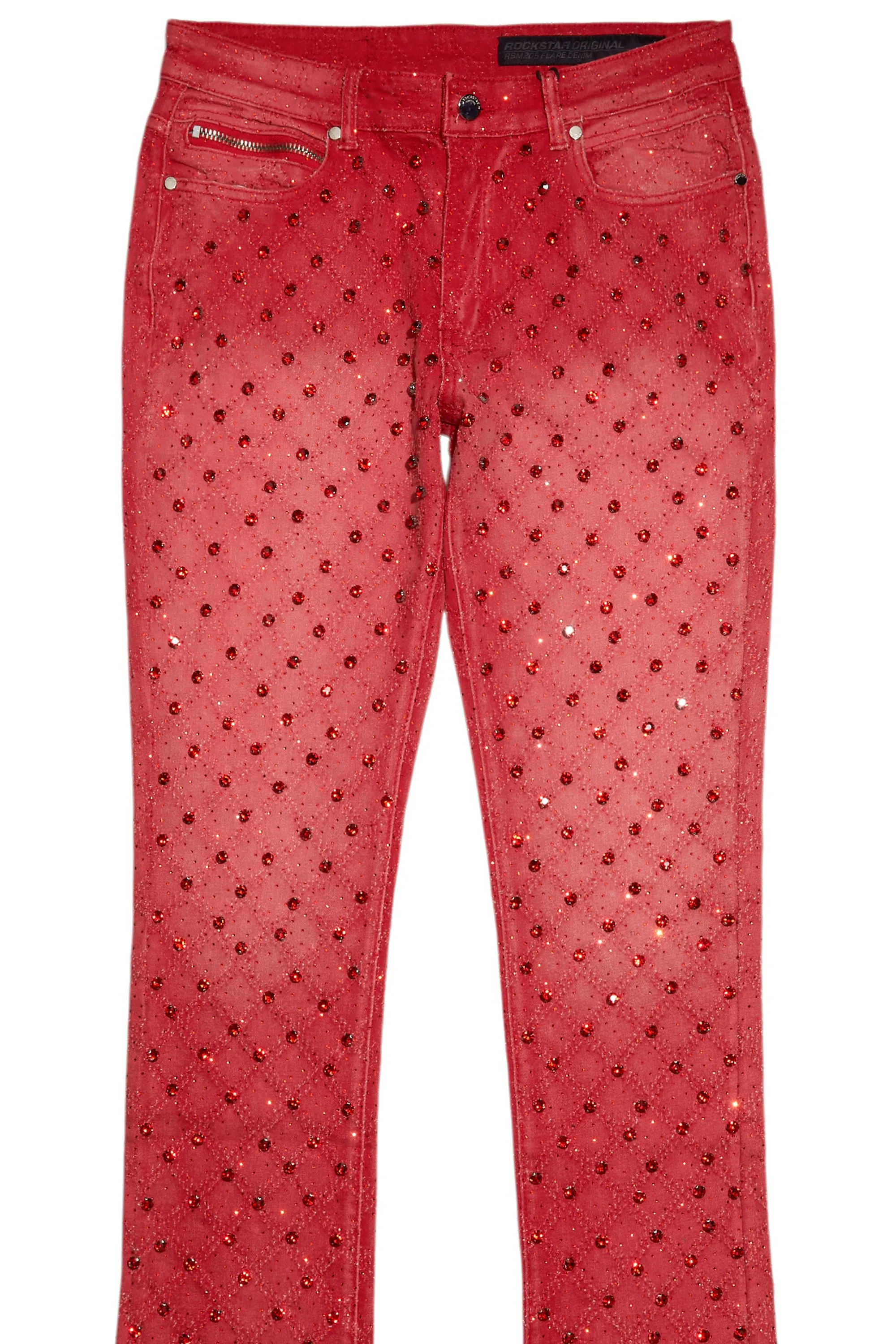 Glit Red Rhinestone Stacked Flare Jean sold by Rockstar Original product image thumbnail 2