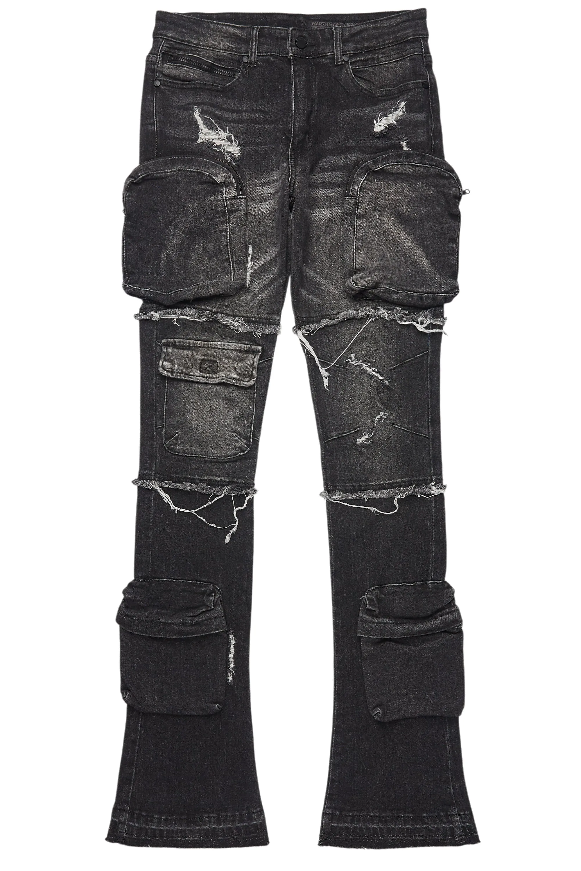 Shift Dark Grey Stacked Flare Jean sold by Rockstar Original