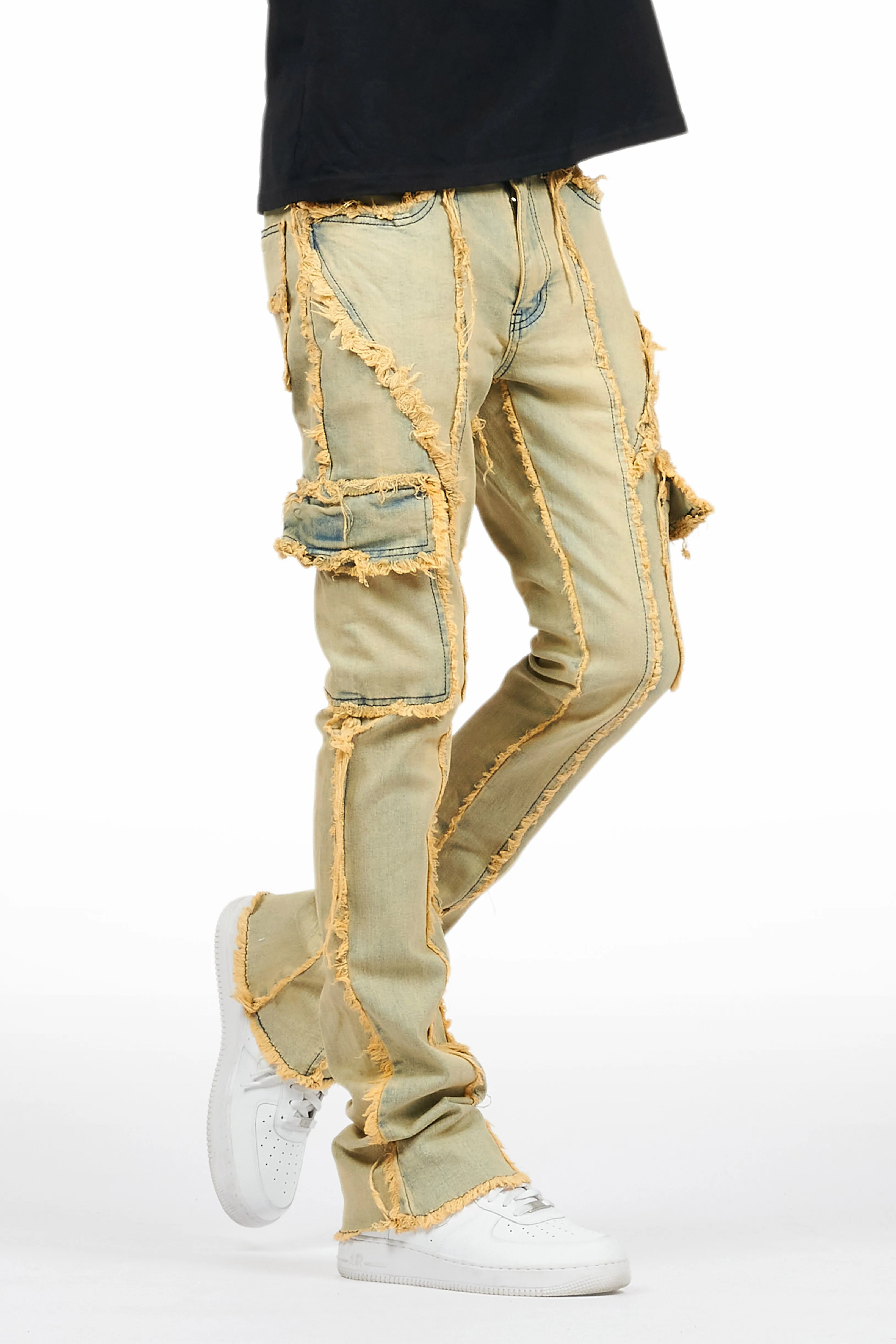 Revved Dirty Blue Stacked Flare Jean sold by Rockstar Original