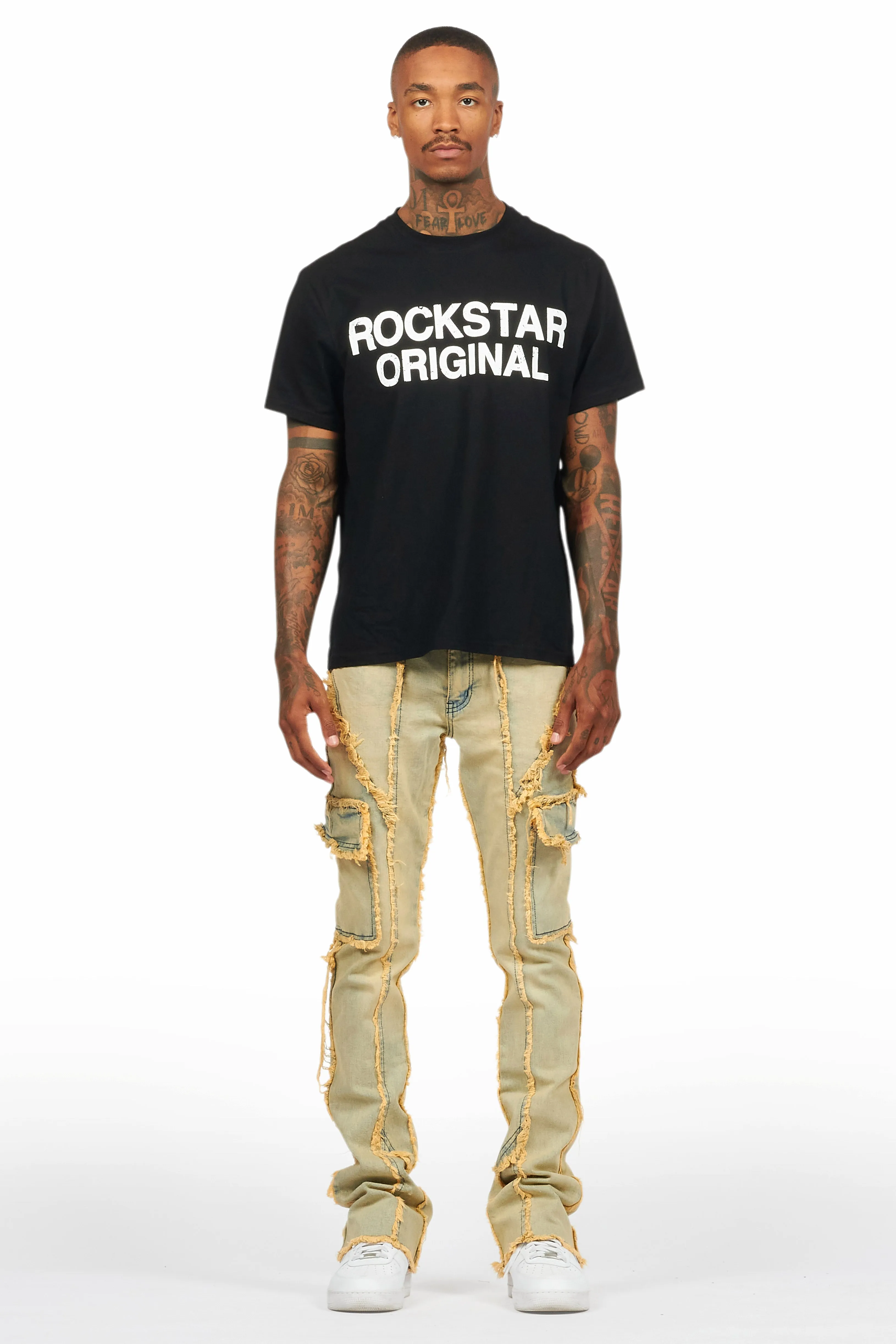 Revved Dirty Blue Stacked Flare Jean sold by Rockstar Original product image thumbnail 3