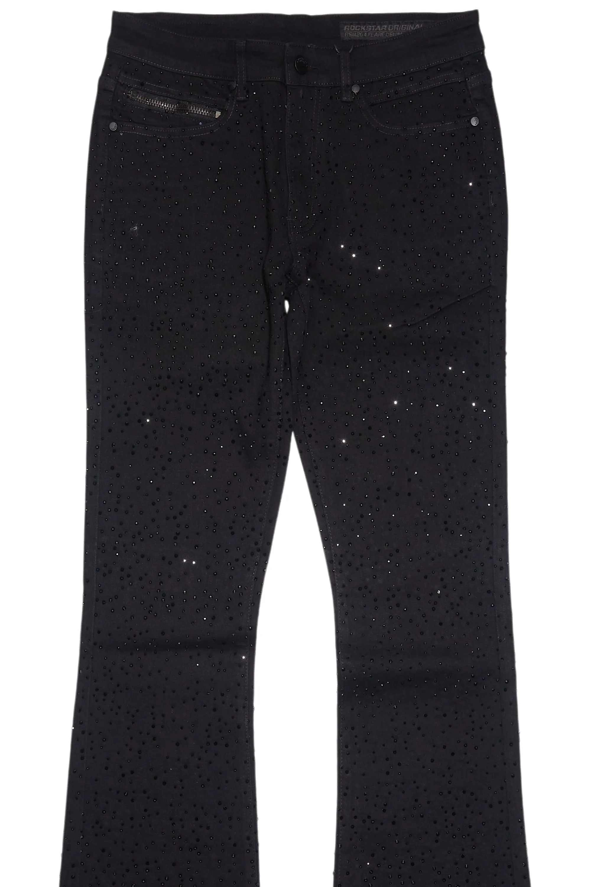 Lucki Black Rhinestone Stacked Flare Jean sold by Rockstar Original product image thumbnail 2