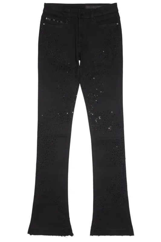 Carti Black Rhinestone Stacked Flare Jean sold by Rockstar Original