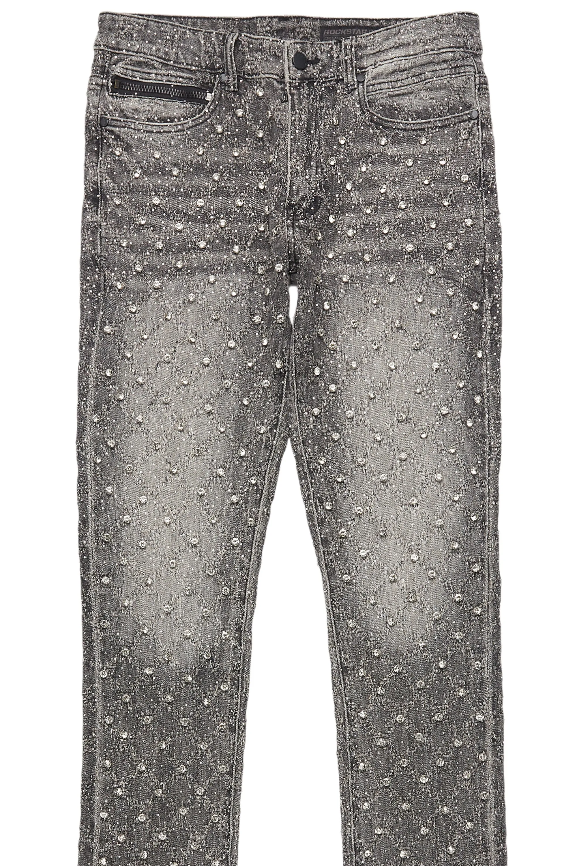 Glit Grey Rhinestone Stacked Flare Jean sold by Rockstar Original product image thumbnail 2