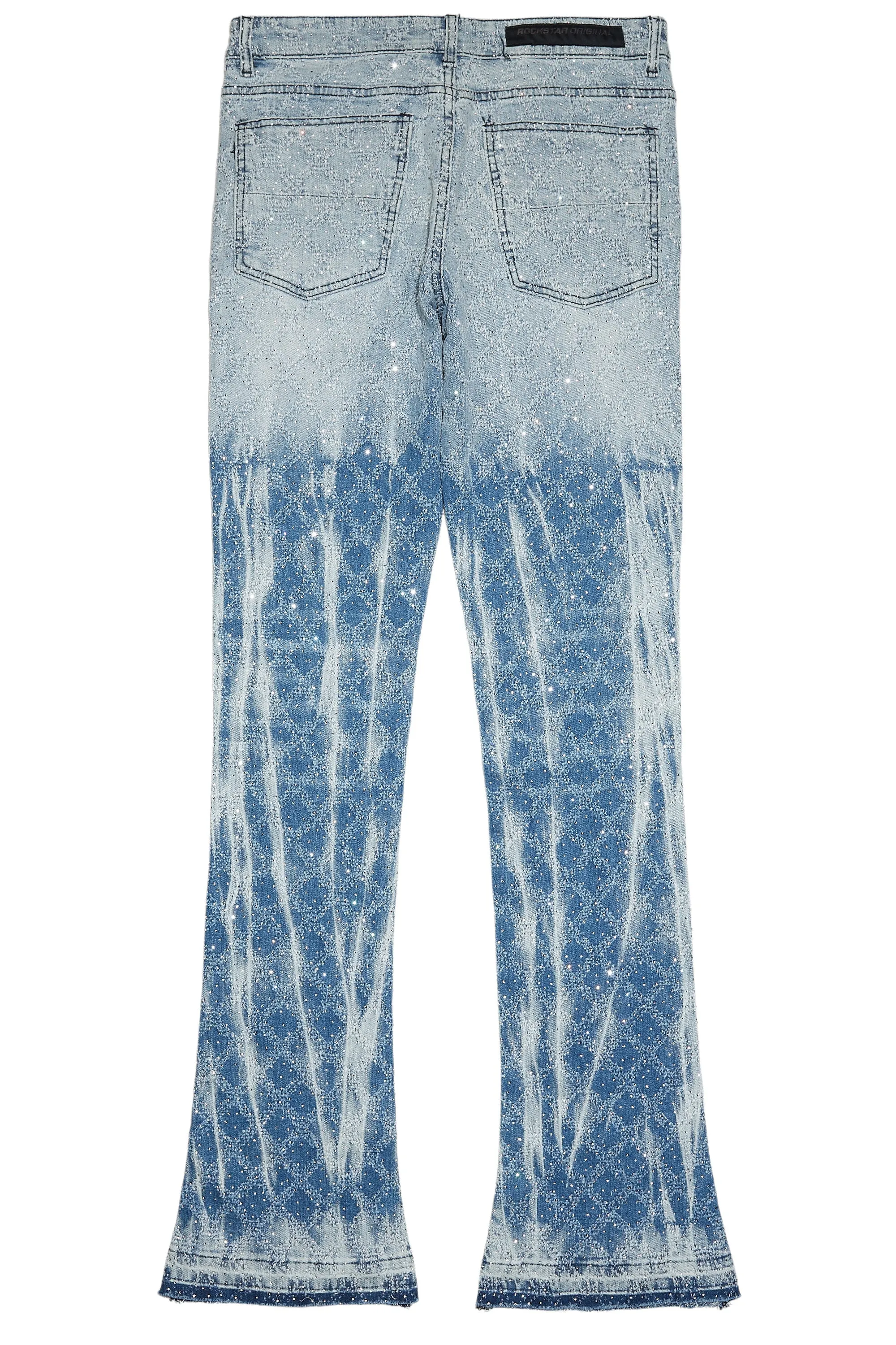 Glit Blue Rhinestone Stacked Flare Jean sold by Rockstar Original product image thumbnail 3
