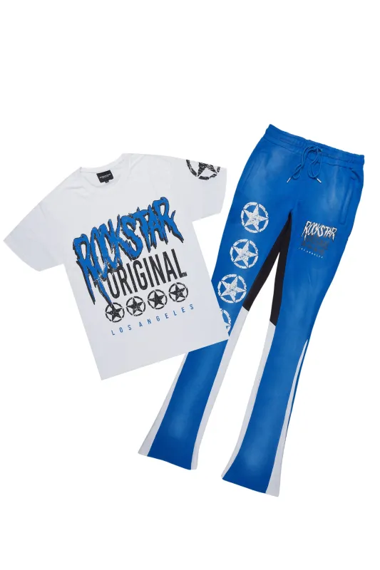 Wizzurd Blue T-Shirt/Stacked Flare Pant Set sold by Rockstar Original