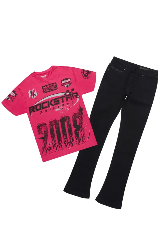 Amos Fuchsia Graphic T-Shirt & Dag Black Jean Bundle sold by Rockstar Original
