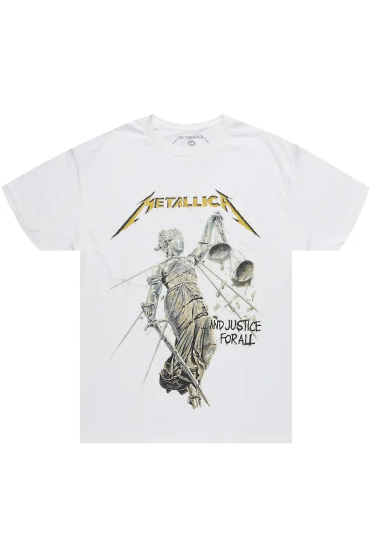 Metallica Justice For All White/Black Graphic T-Shirt sold by Rockstar Original