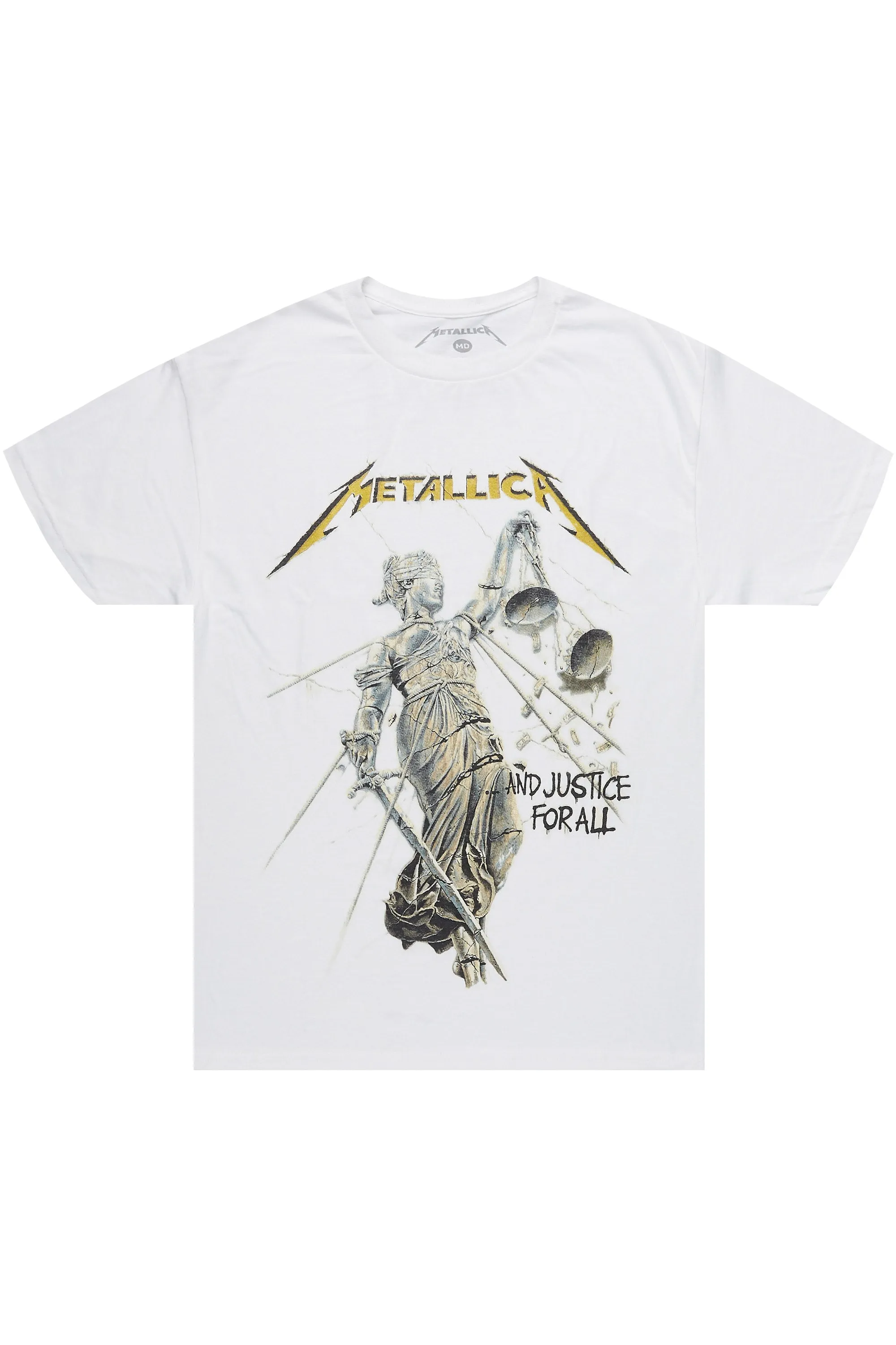 Metallica Justice For All White/Black Graphic T-Shirt sold by Rockstar Original