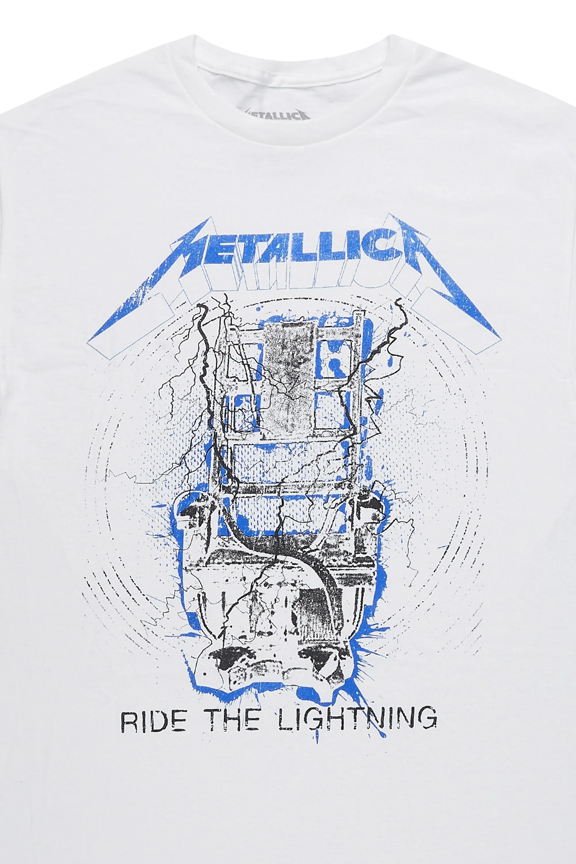 Metallica Lightning White/Blue Graphic T-Shirt sold by Rockstar Original product image thumbnail 2