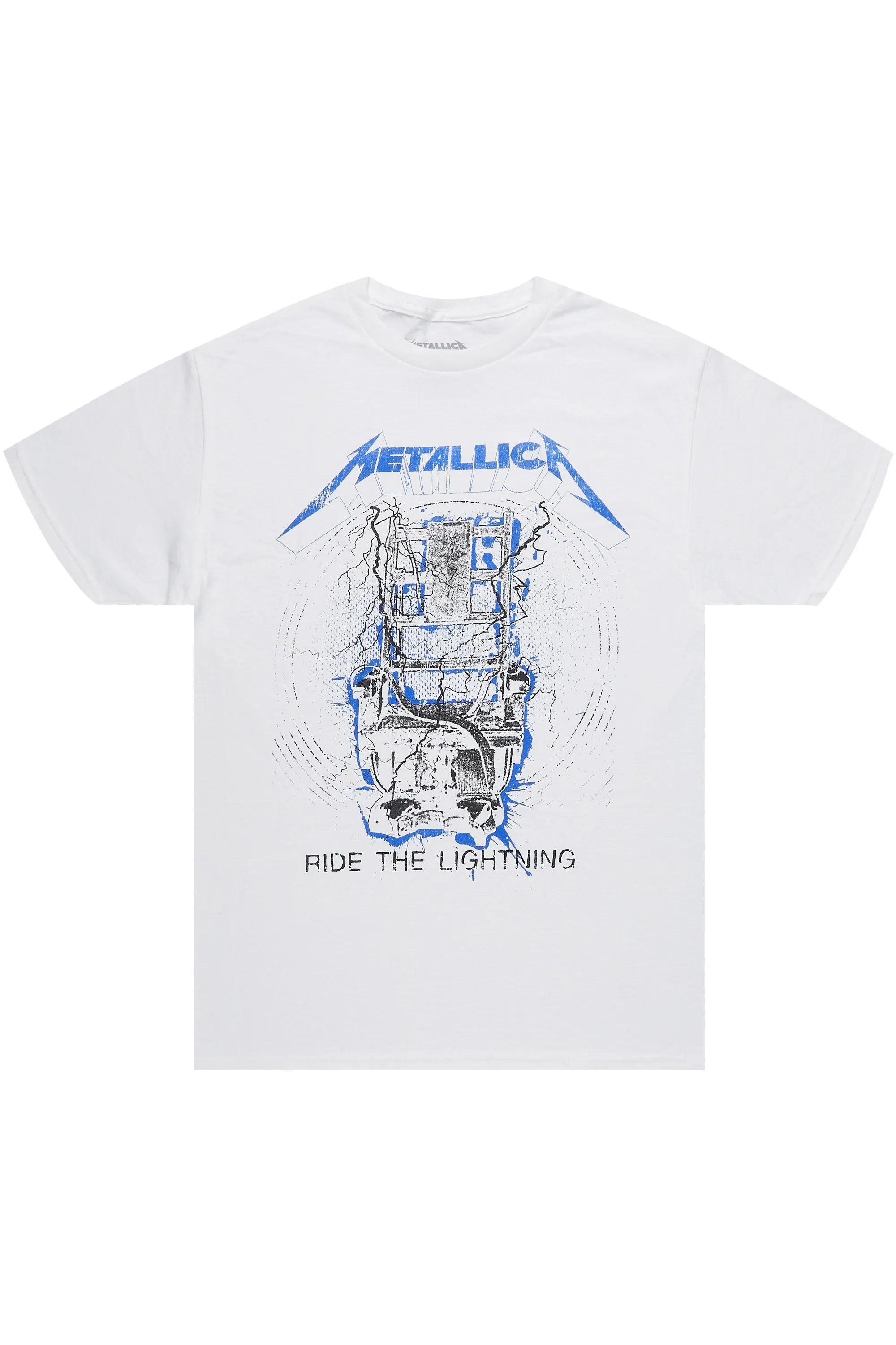 Metallica Lightning White/Blue Graphic T-Shirt sold by Rockstar Original