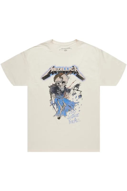 Metallica Justice Beige/Blue Graphic T-Shirt sold by Rockstar Original