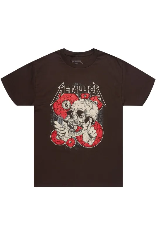 Metallica Skulls Brown/Red Graphic T-Shirt made by Rockstar Original